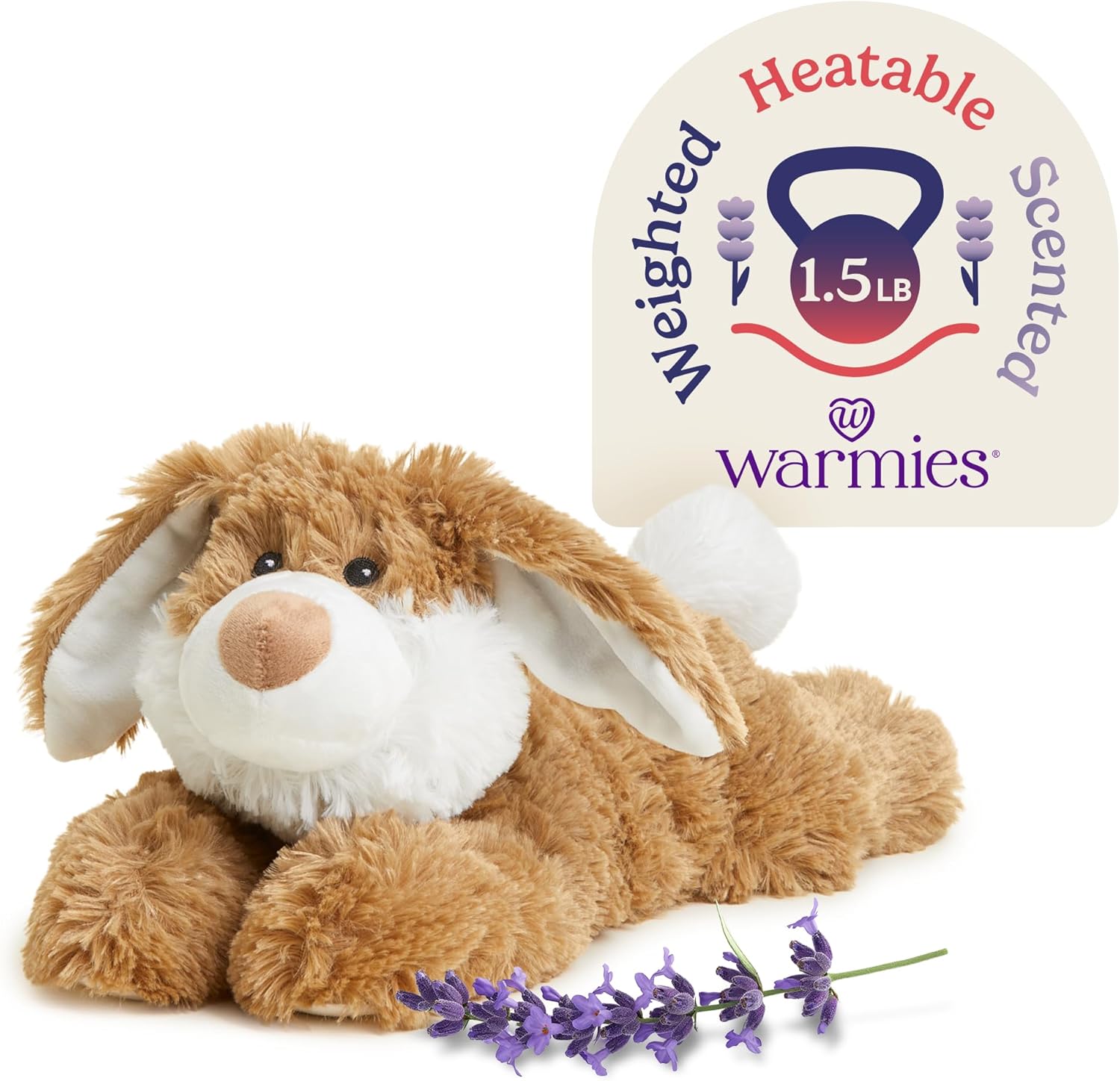 warmies Microwavable & Weighted Stuffed Animals, Brown Bunny - Heated Stuffed Animal Plushie for Warmth & Comfort - Cute Soft Weighted Plush Toys for Adults & Children (Boys, Girls, Babies & Toddlers)