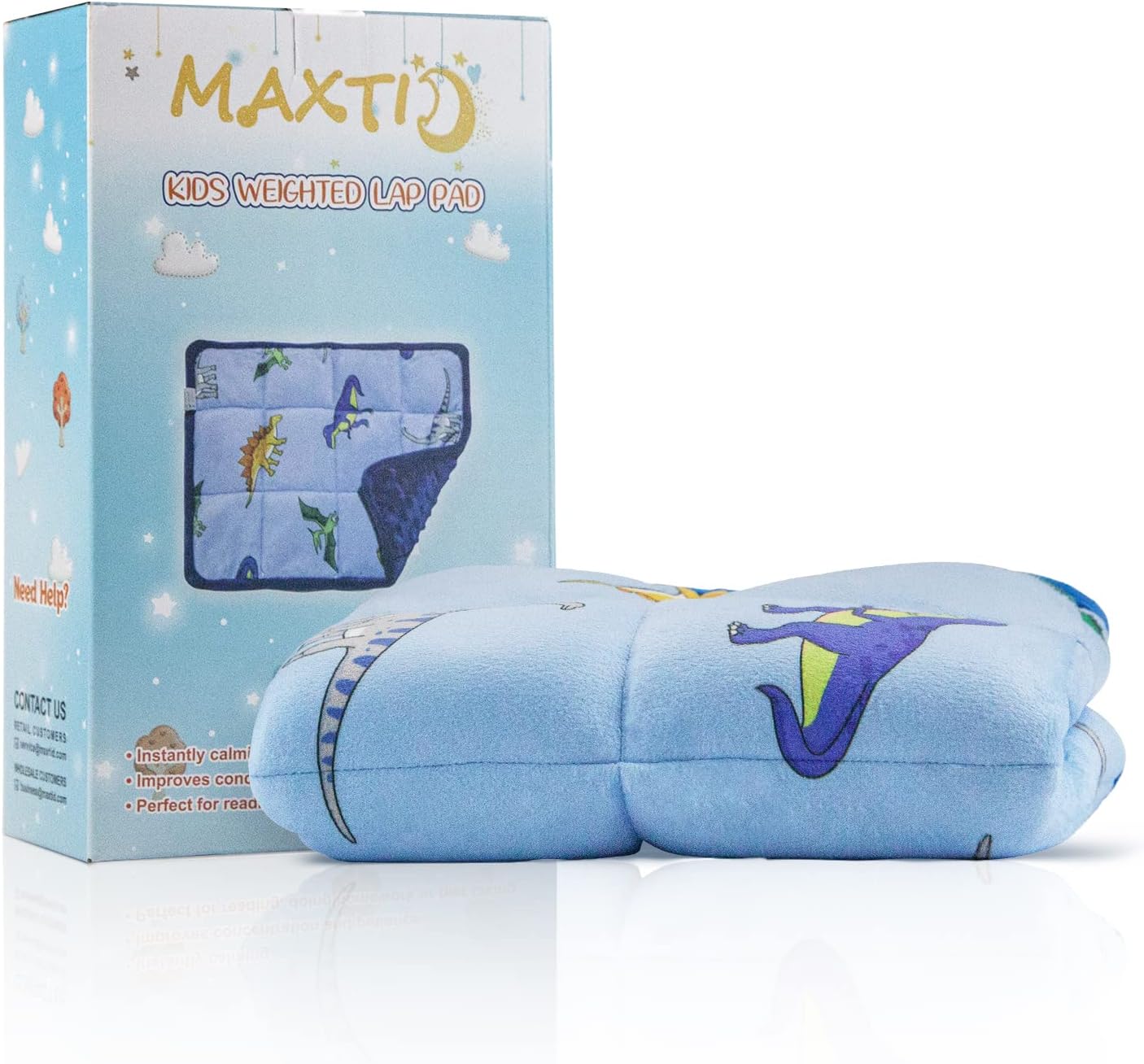 MAXTID Weighted Lap Pad for Kids 5 Pound Travel Size Mini Weighted Lap Blanket Blue Dinosaur 16"x22" for Kids Boys Sensory Gifts - Image 7