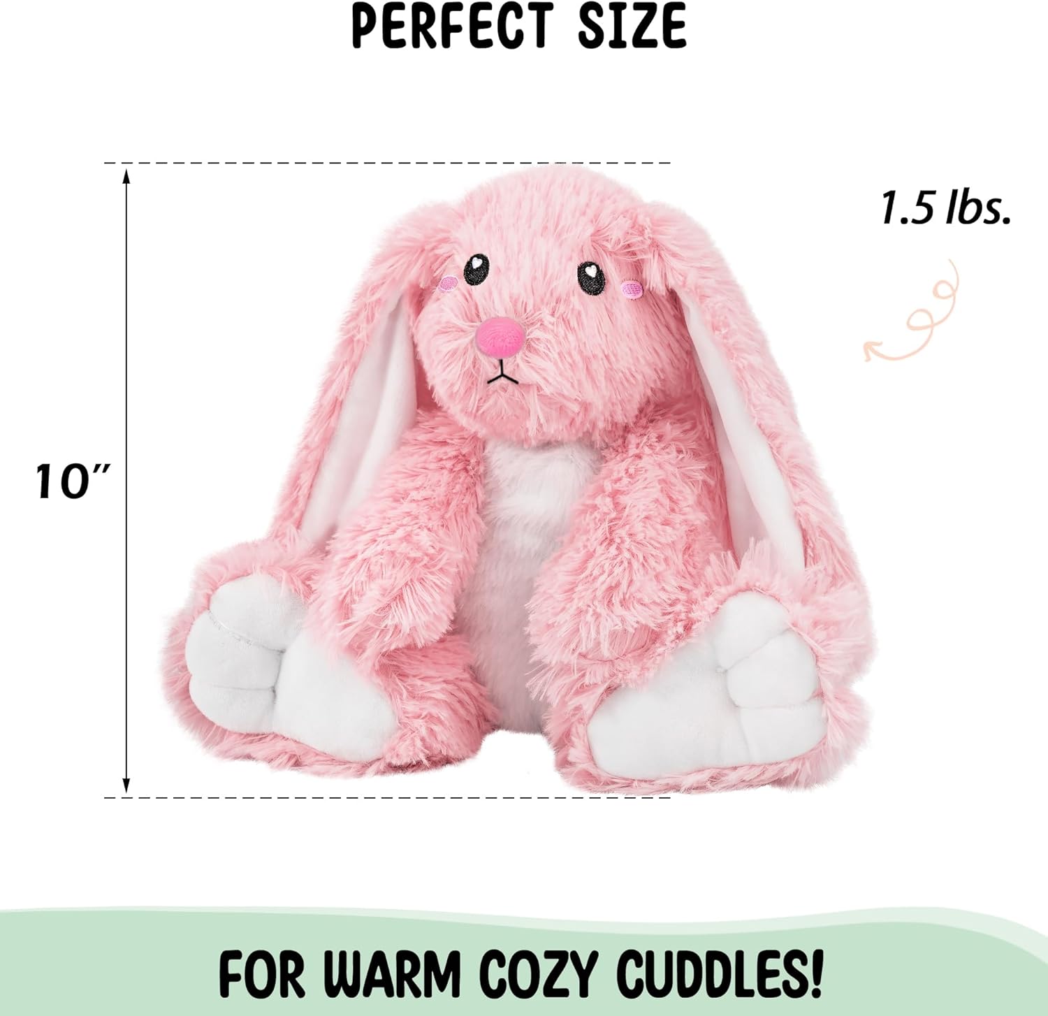 Bunny Microwavable Stuffed Animal – 1.5 lb Unscented Heating Pad Plush, Soft Cozy Bunny Toy for Relaxation and Comfort, Gift for Women, Girls, Adults & Kids by Happy Fuel, Pink - Image 3