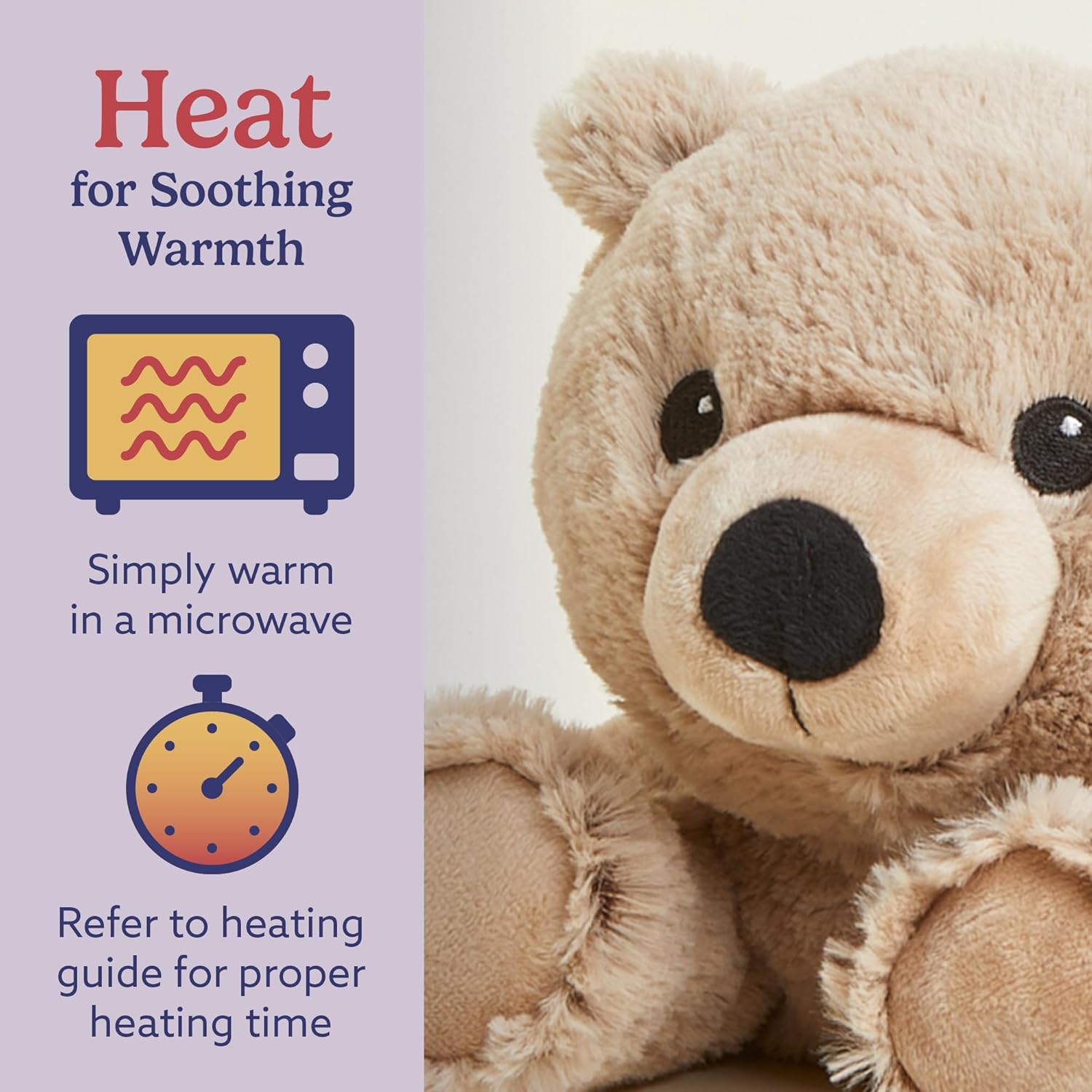 warmies Microwavable & Weighted Stuffed Animals, Brown Bear - Heated Stuffed Animal Plushie for Warmth & Comfort - Cute Soft Plush Toys for Adults & Children (Boys, Girls, Babies & Toddlers) - Image 4