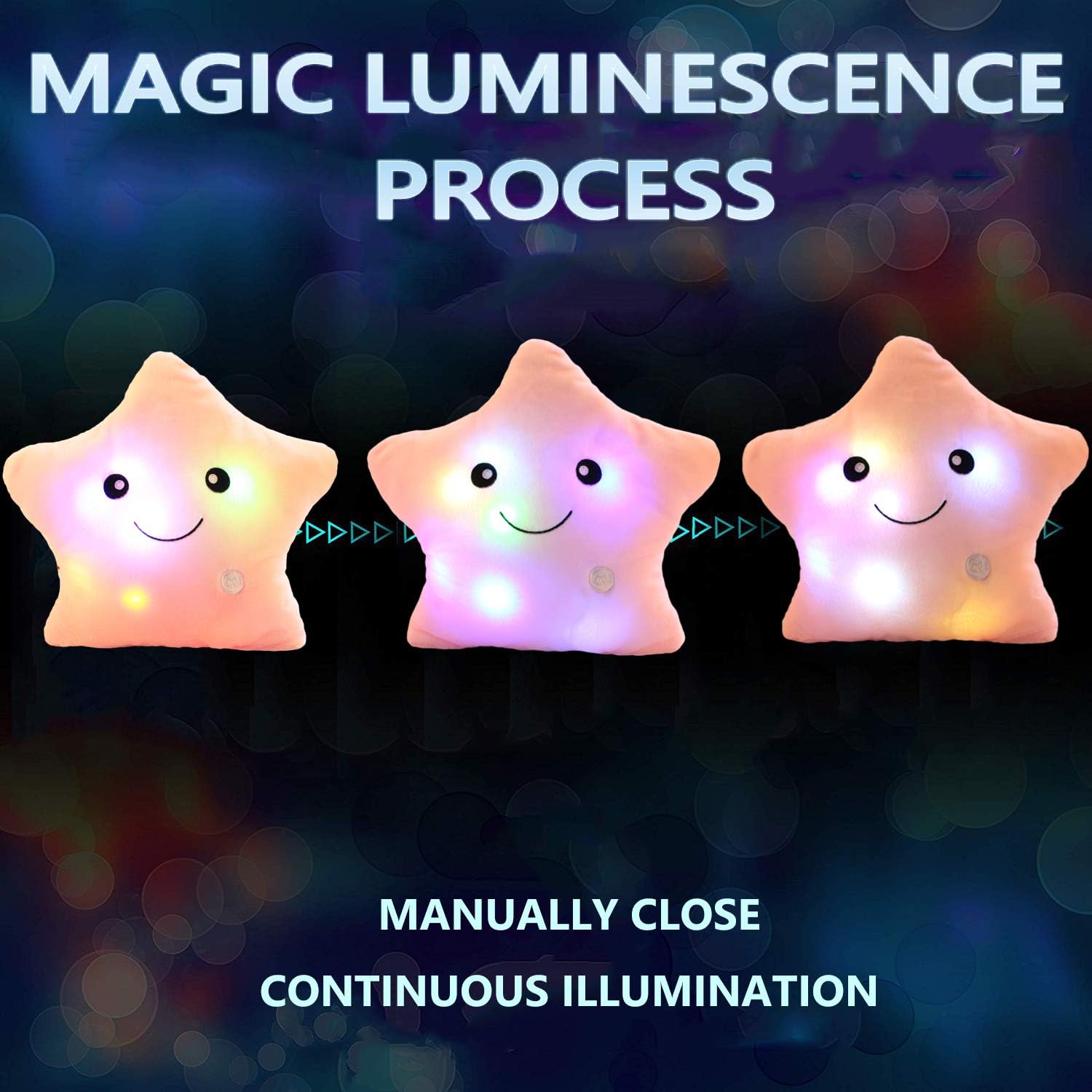 Creative Twinkle Star Shaped Plush Pillow, LED Night Light Glowing Cushions Stuffed Toys Gifts for Kids, Decoration (Pink) - Image 3