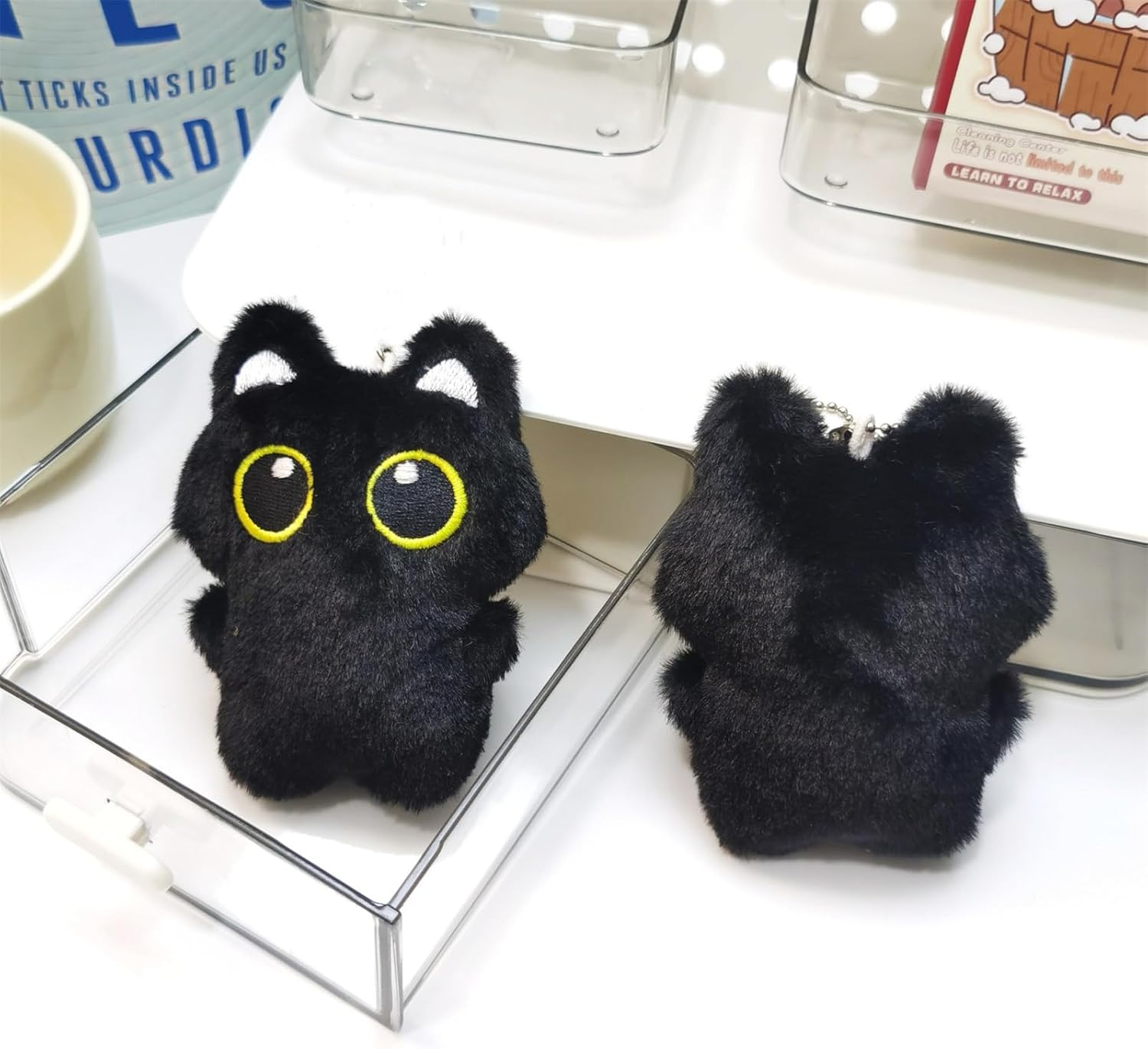 Black Cat Plush Keychain Purse Charm - Cute Bag Charms Gifts for Women - Image 6