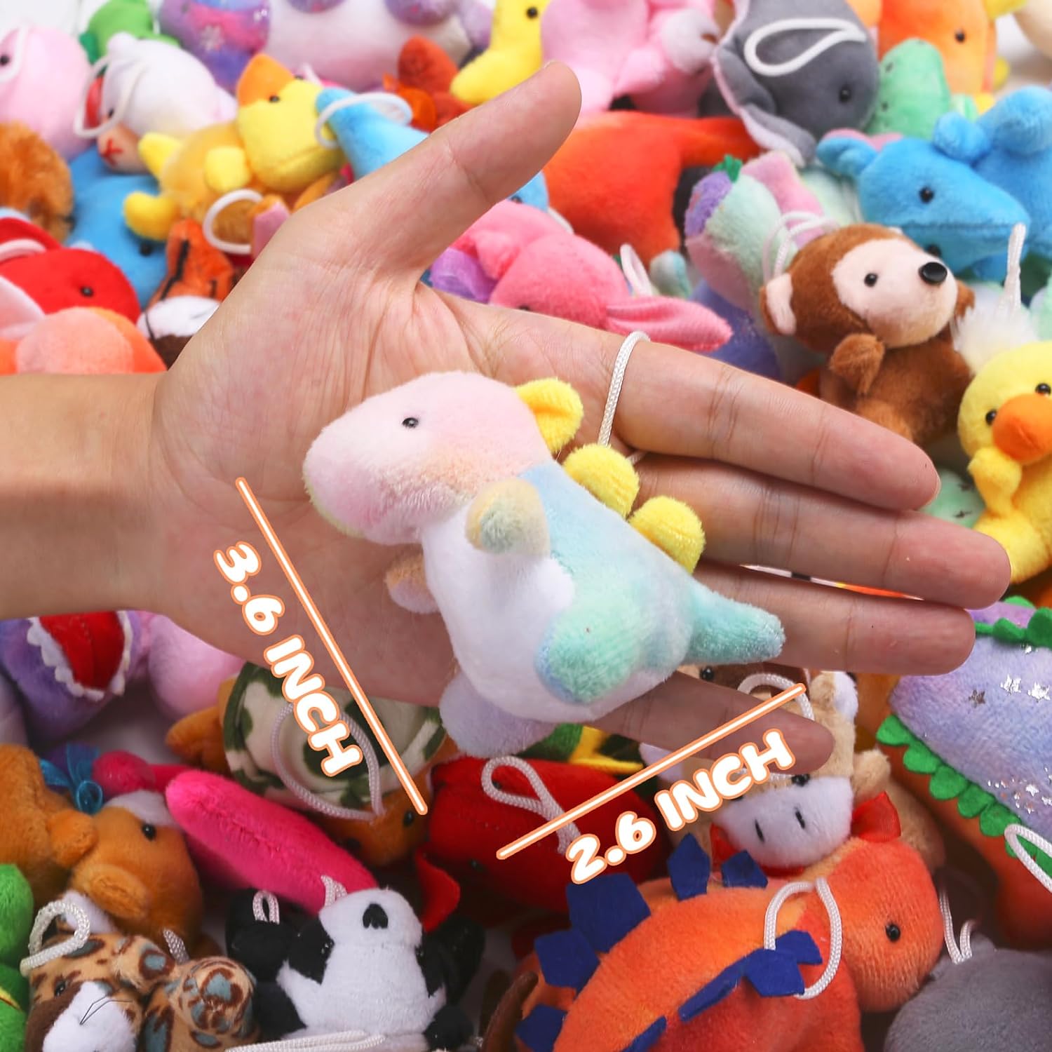 72 Pack Mini Stuffed Animal, Assorted Plush Toy (Dinosaur, Zoo, Ocean), Party Favors for Kid, Perfect for Claw Machine Filler, Goody Bag Stuffers, Keychain, Carnival Prizes, Classroom Reward Gift Bulk - Image 3