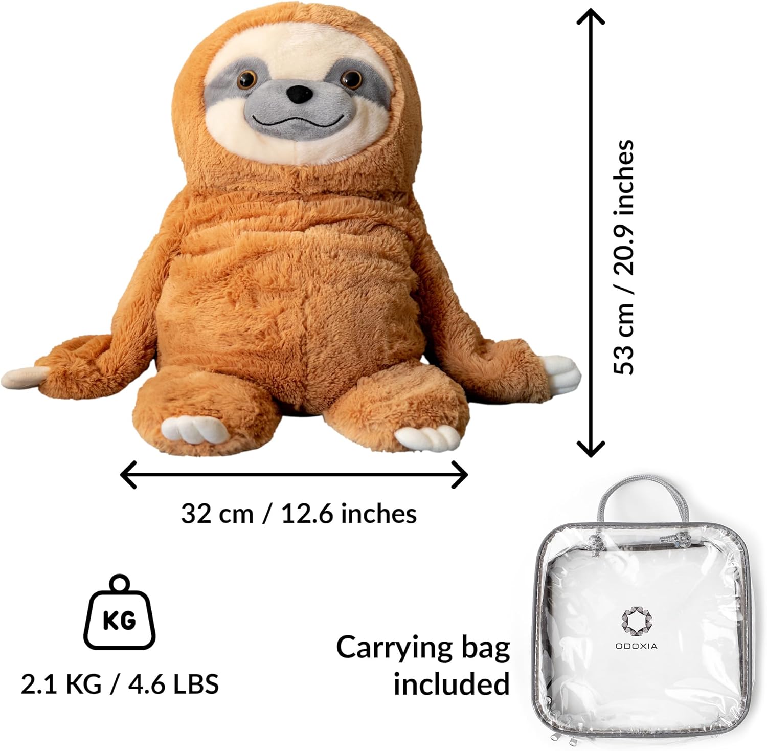 Weighted Stuffed Animal for Anxiety | Calming & Comforting 5 Lbs | Weighted Plush Animal Sloth | Anxiety Stuffed Animals for Adults & Kids | Carrying Bag Included | Machine Washable Weighted Plushie - Image 5