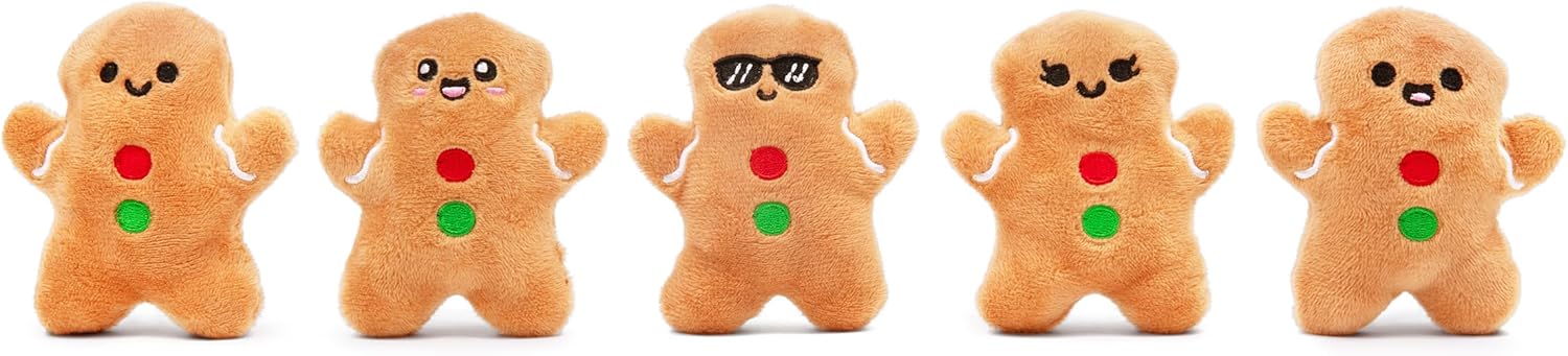 Emotional Support Gingerbread by Relatable, Christmas Stuffed Animals, Great Gingerbread Man Gifts, Funny Gifts or Cute Christmas Decor, Includes 5 Gingerbread Plushies with Carrying Basket - Image 2