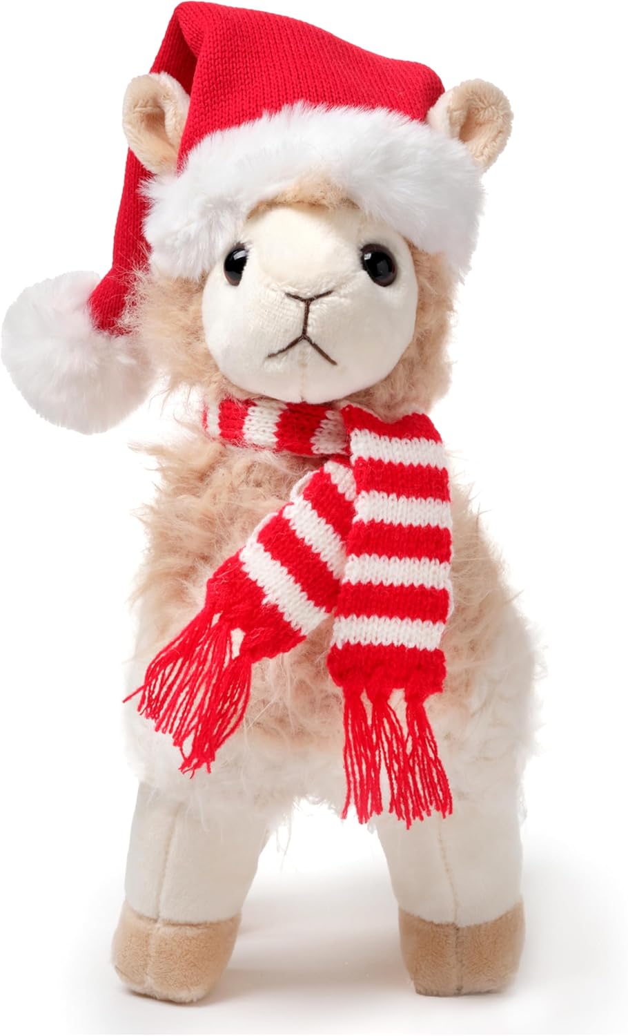 Bearington Holly Christmas Llama Stuffed Animal Plushie - 10" Soft Fur, Floppy Body Holiday Stuffed Animals with Santa Hat and Scarf - Cuddly Llama Plush Toy for Kids and Animal Lovers