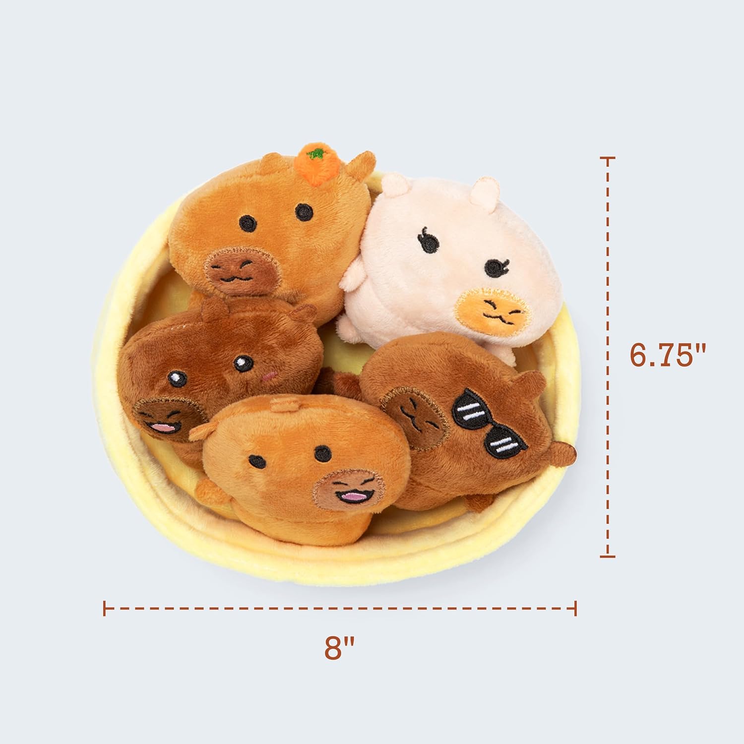 Emotional Support Capybaras by Relatable, Cuddly Stuffed Animals and Plushies Set, Includes 5 Capybara Plush Toys with Carrying Basket, Cute Stuff & Graduation Gift Ideas - Image 4