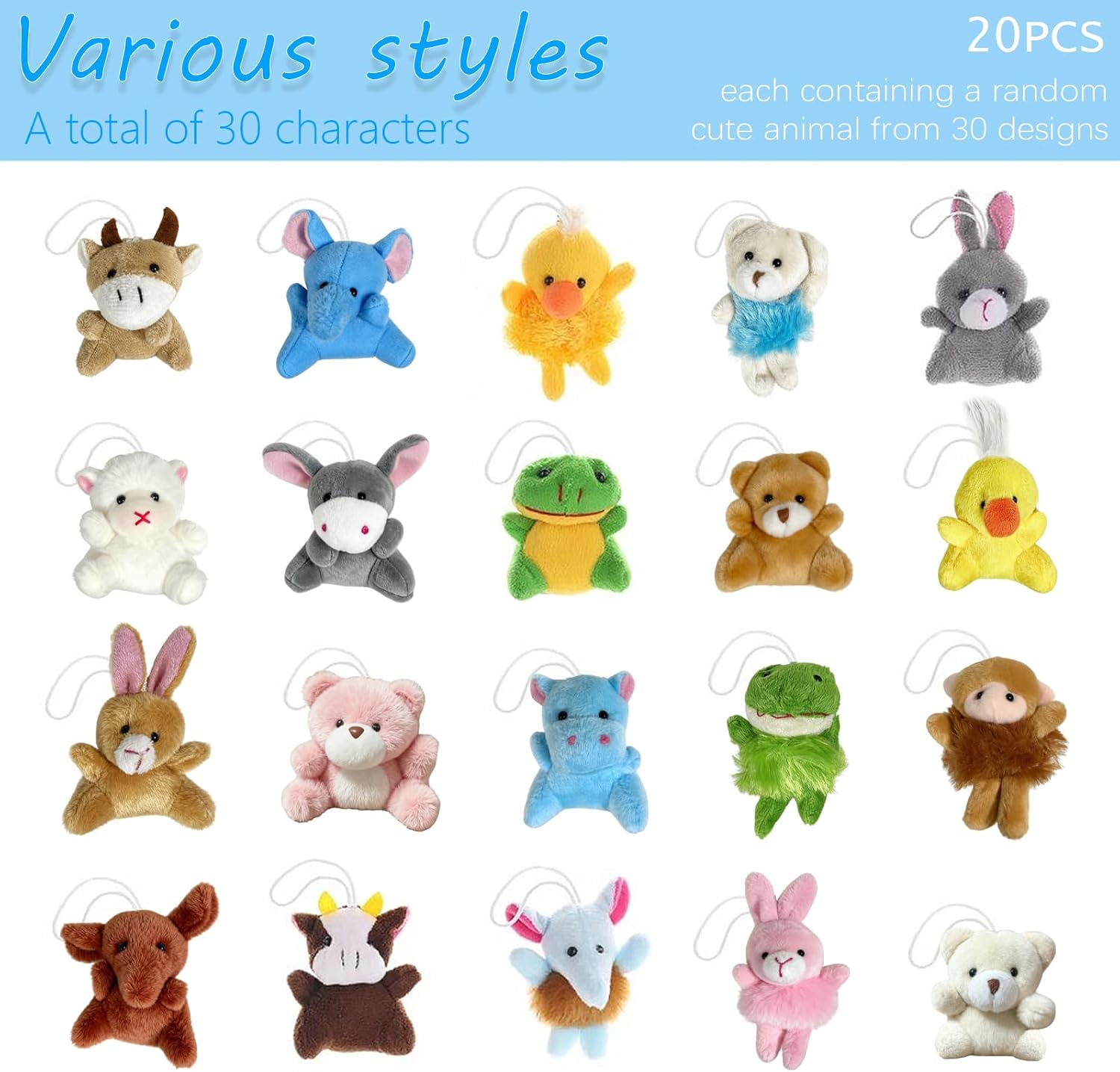 Blind Bag Mini Plush Animal - 20PCS Mini Stuffed Animal Toy Small Plushies in 20PCS Mystery Bags, 30 Characters Random Design Cute Plush Toy for Kids School Classroom Prizes Party Favor - Image 3