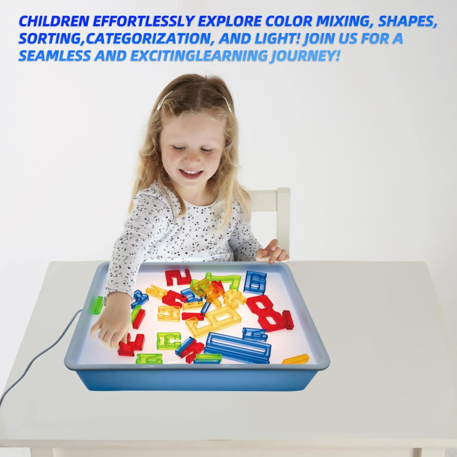 16" Sand Painting Light Box, Portable Light Up Sensory Table for Kids & Adults, 3 Color Modes & 10 Levels, Durable Sand Drawing Table for Autism Therapy, Tracing, Meditation & Classroom (Blue) - Image 3