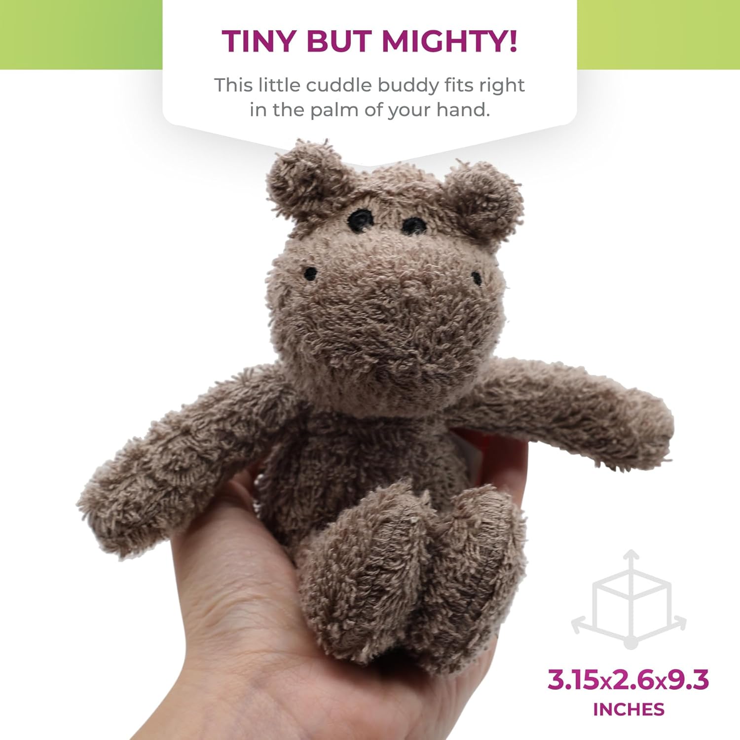 Thermal-Aid Zoo Mini — (Happy the Hippo) — Mold-Resistant, Washable Hot & Cold Pack for Kids — Heating and Cooling Pad with Natural Corn Filling — Reusable Plush Toy - Image 5