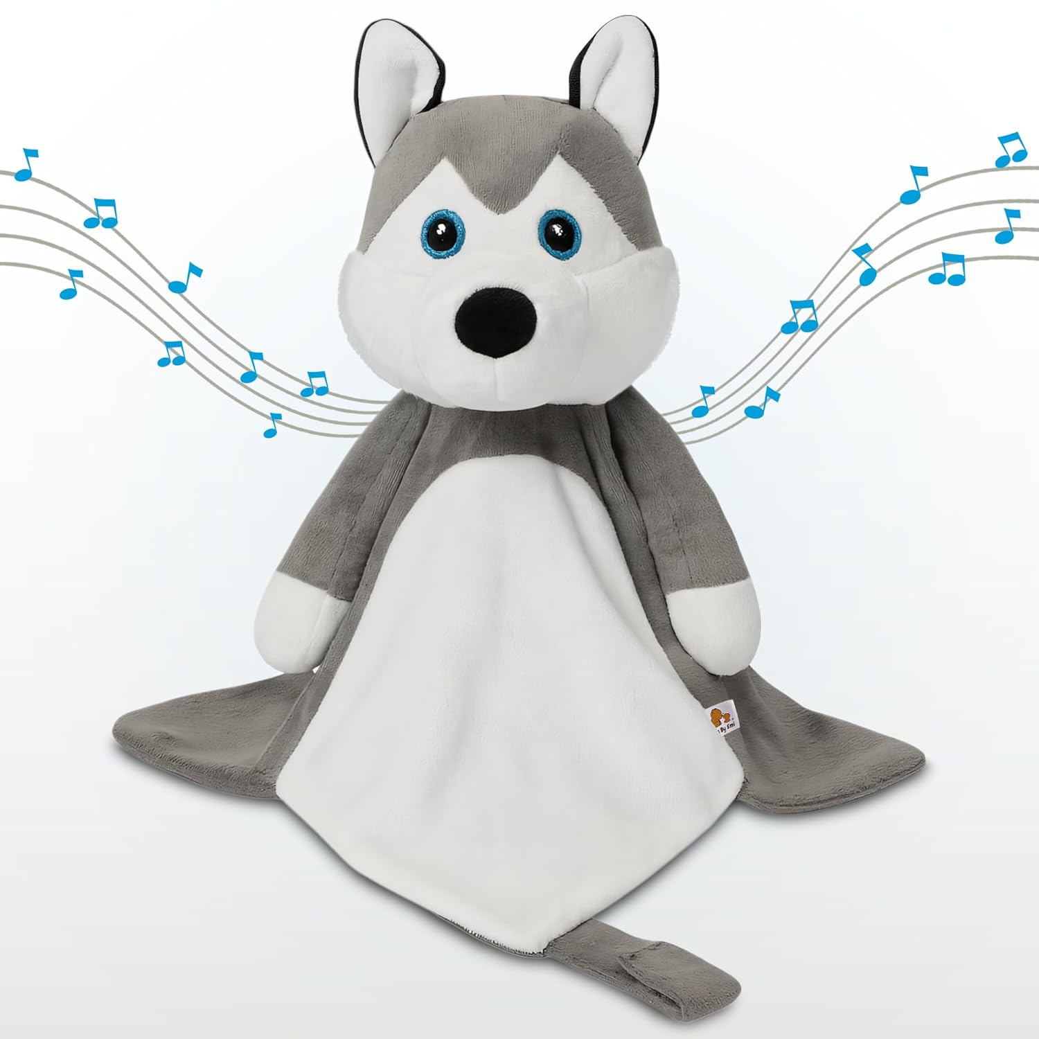 Love By Emi 4 in 1 Baby Lullaby Sleep Soother Toy - Stuffed Animal Sound Machine & Pacifier Holder | Heartbeat White Noise & Music | Plush Husky Lovey Sleep Aid Security Blanket (0-3 Years) - Image 8