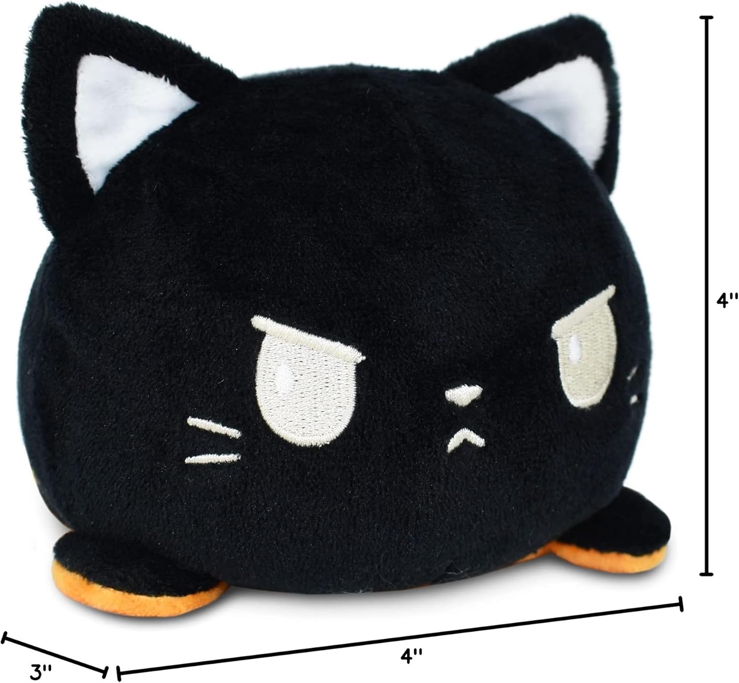 TeeTurtle Reversible Cat Plushie 4-Inch Black + Pumpkin Two-Sided Flip Plush Toy with Embroidered Details - Cute Mini Collectible Plush for Kids, Teens, and Adults - Image 4