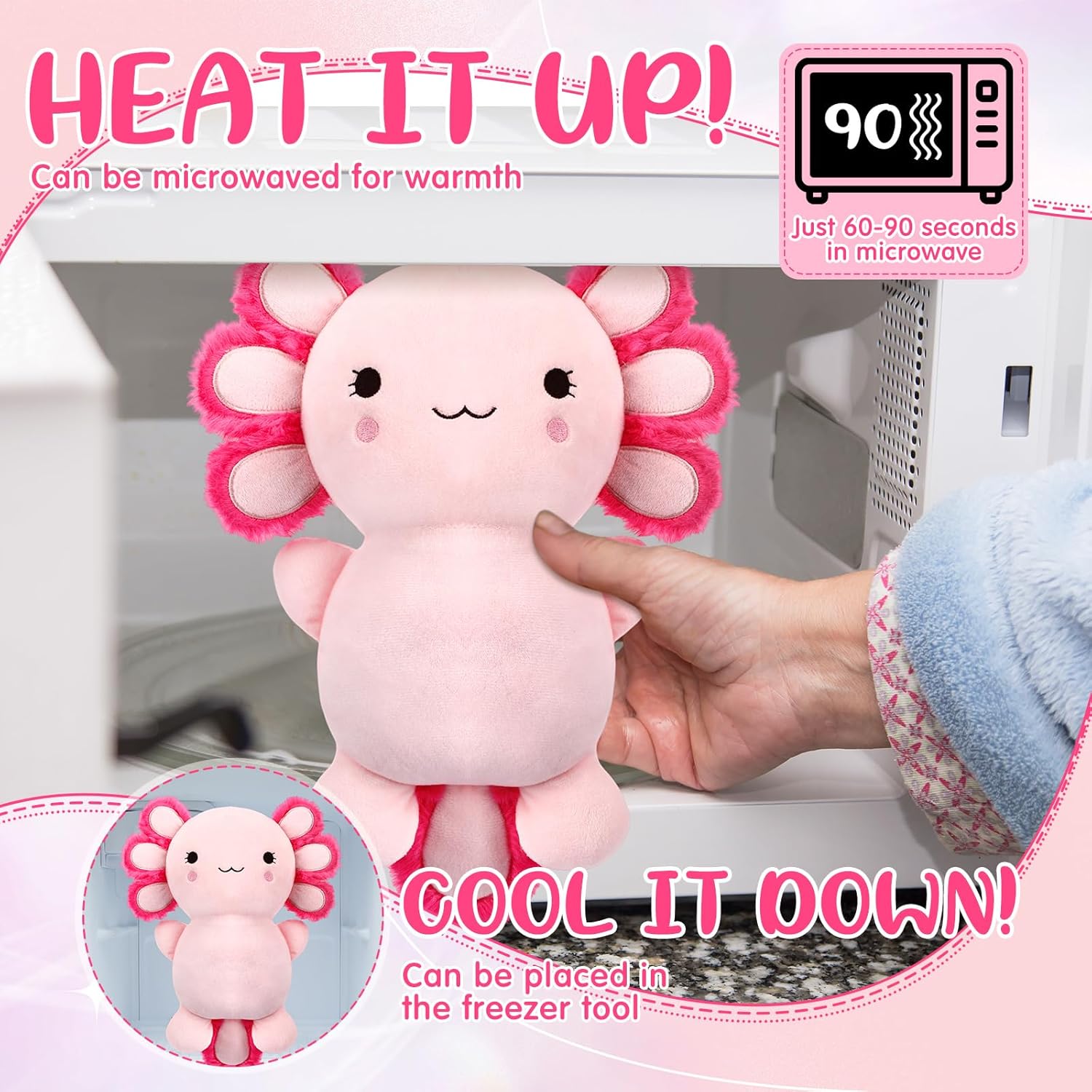 Realspring Heatable Coolable Stuffed Animals Gifts for Kids Plush Microwavable Heating Pad Lavender Scented Cute Plushie Birthday Gift for Adults Soothing Warmth Comfort Heating Pad - Image 3