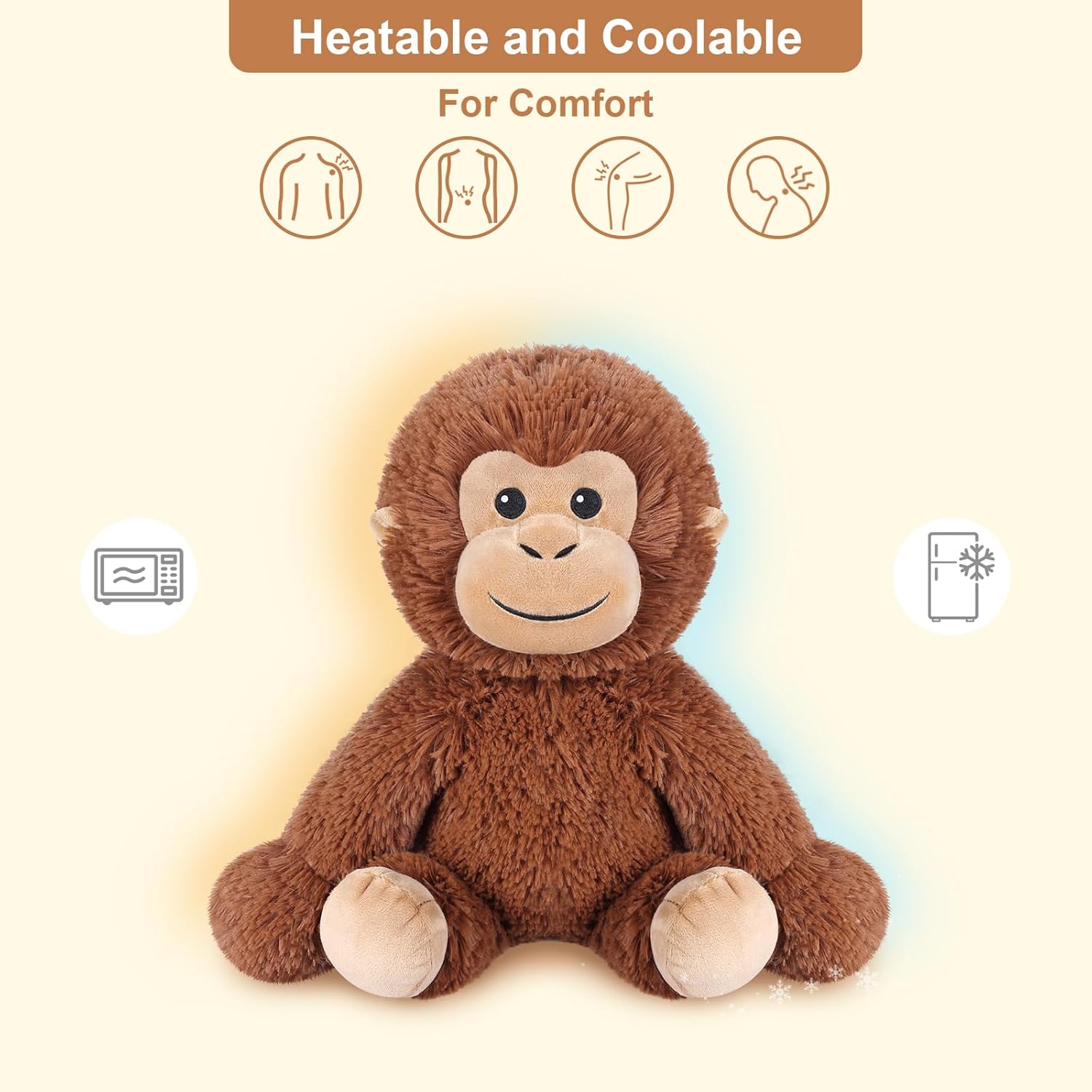 SuzziPals Heatable & Coolable Monkey Stuffed Animal, Microwavable Heating Pad Plushies for Soothing & Relaxation, Lavender Scented Stuffed Plush Toys, Monkey Gifts Boys Girls - Image 3