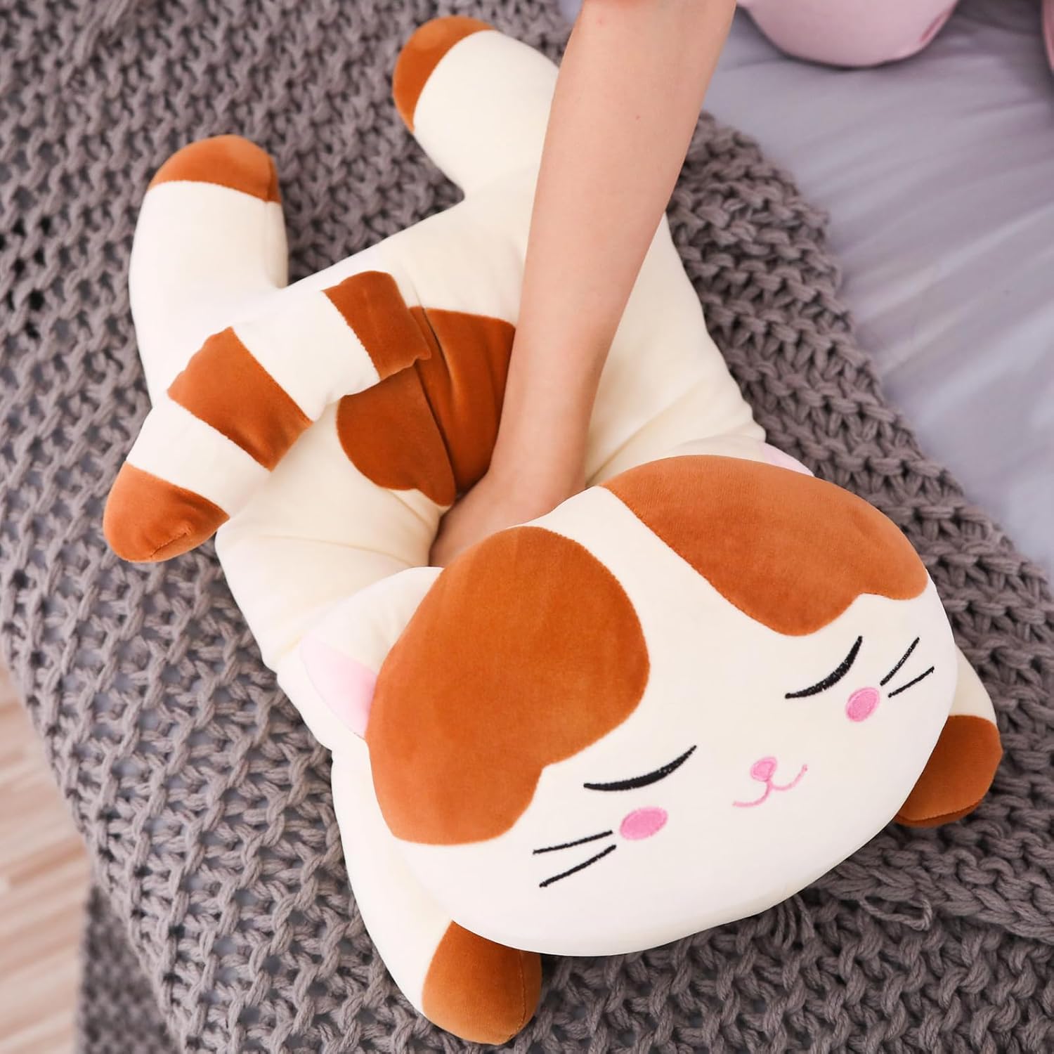 Cat Big Plush Hugging Pillow, Super Soft Kitten Kitty Stuffed Animals Toy Gifts for Kids, Girls, Bed, Christmas, Valentine 21.7" (Brown) - Image 3