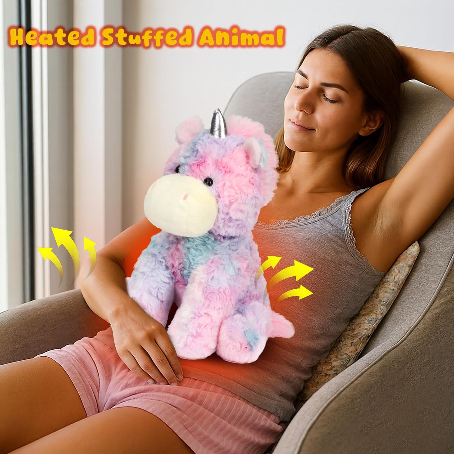 Easfan Weighted Stuffed Animals, Heated & Coolable Weighted Plush Toy Microwavable Lavender Scented Toys Cute Soft Plushies, Unicorn Gifts for Adults & Kids,12 inch - Image 5