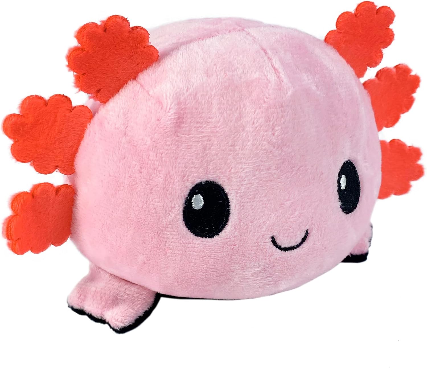 TeeTurtle - The Original Reversible Axolotl Plushie - Pink + Black - Cute Sensory Fidget Stuffed Animals That Show Your Mood 4 inch