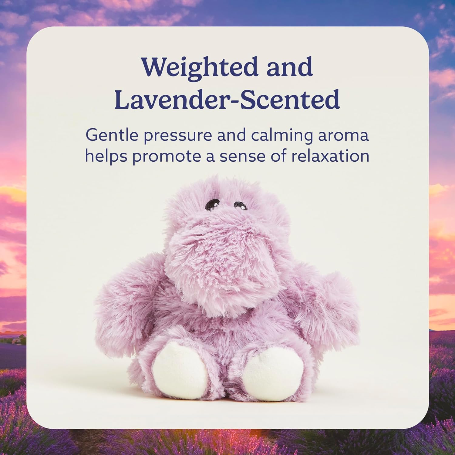 warmies Junior Microwavable & Weighted Stuffed Animal, Hippo - Soothing Microwave Hippo Warmth - Microwavable Lavender Plush Comfort - for Adults & Children (Boys, Girls, Babies & Toddlers) - Image 3