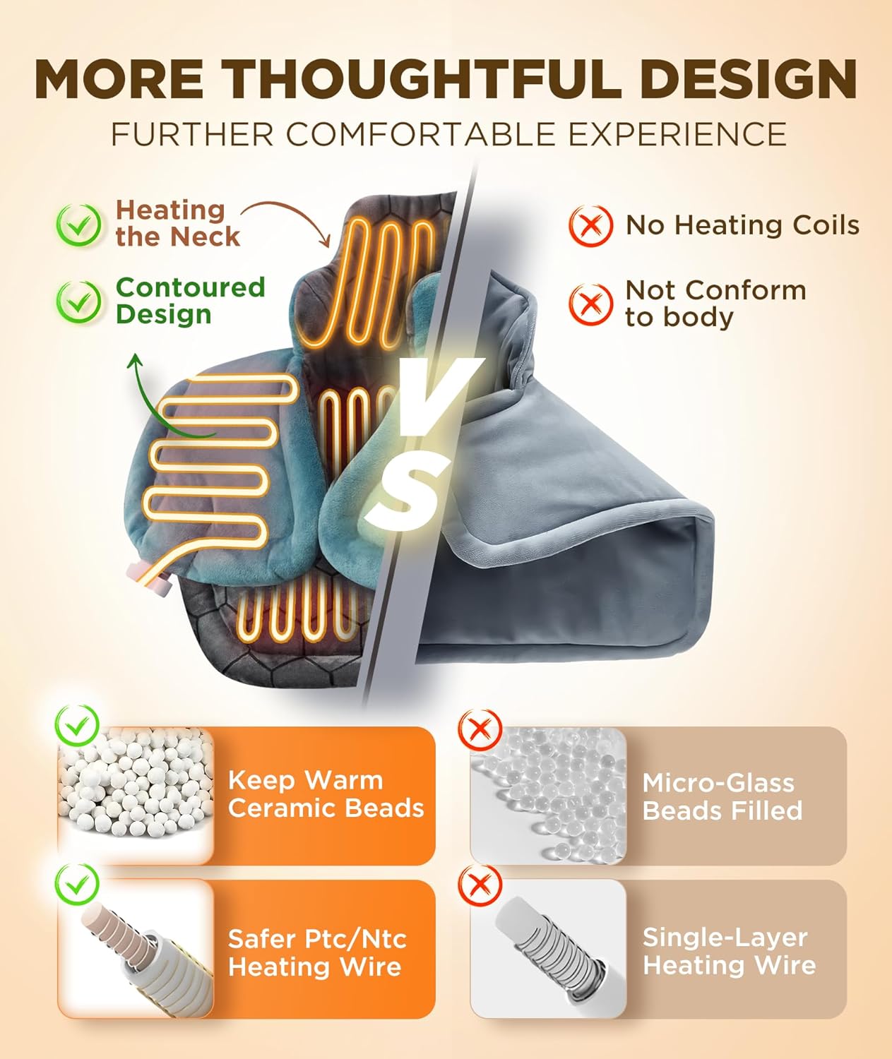 Graphene-Infused Heating Pad 3X Deeper Pain Relief, Weighted Instant Heating Pads for Neck and Shoulders, Heated Wrap w/ 6 Heat Options 4 Auto-Off Timer, Gifts for Mom Women Christmas Birthday - Image 4