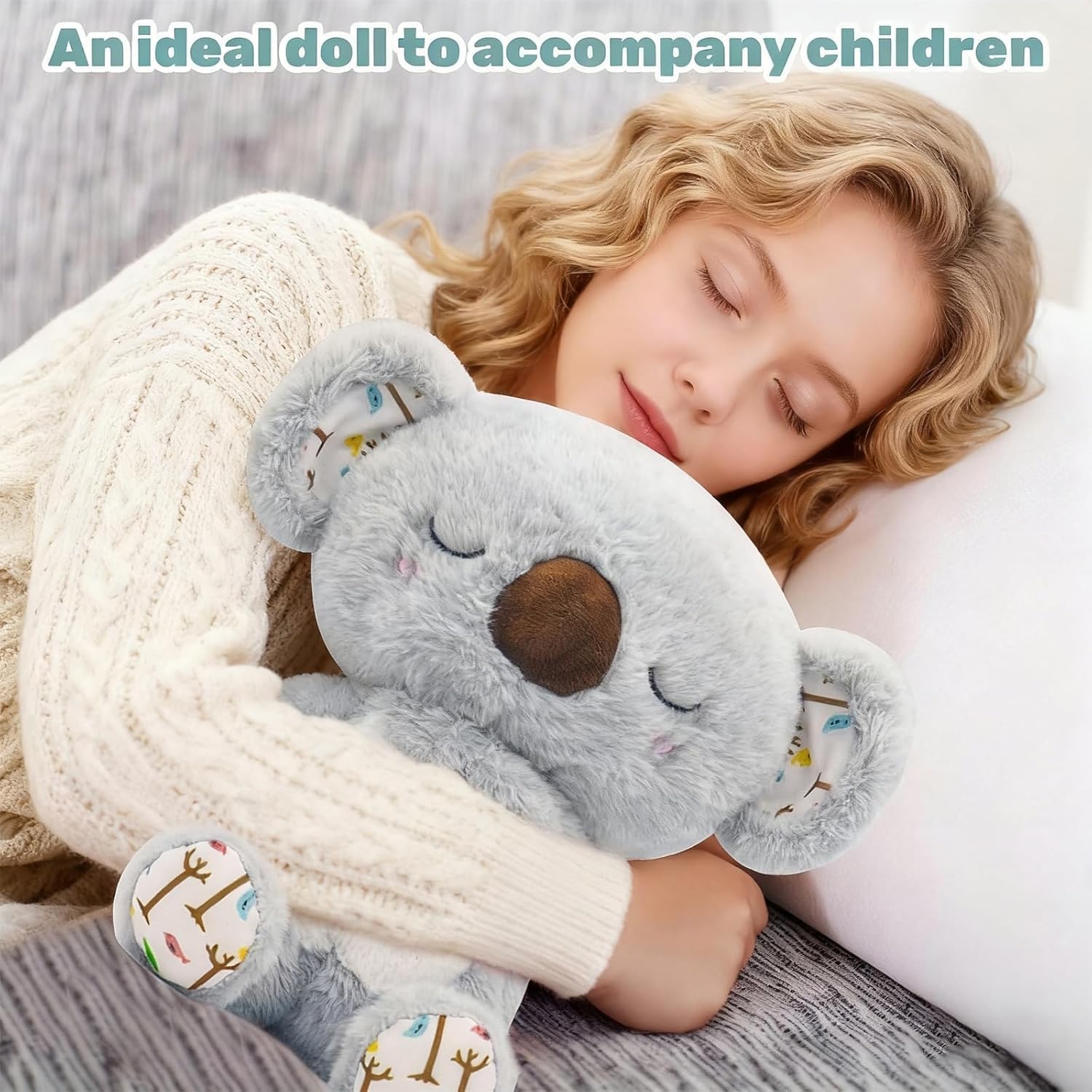 rytopt Breathing Stuffed Animal, No Breathing Movement in Its Abdomen, Koala Stuffed Animal, 4 Gear Adjustment, Volume Control, with Music & Lights - Image 6