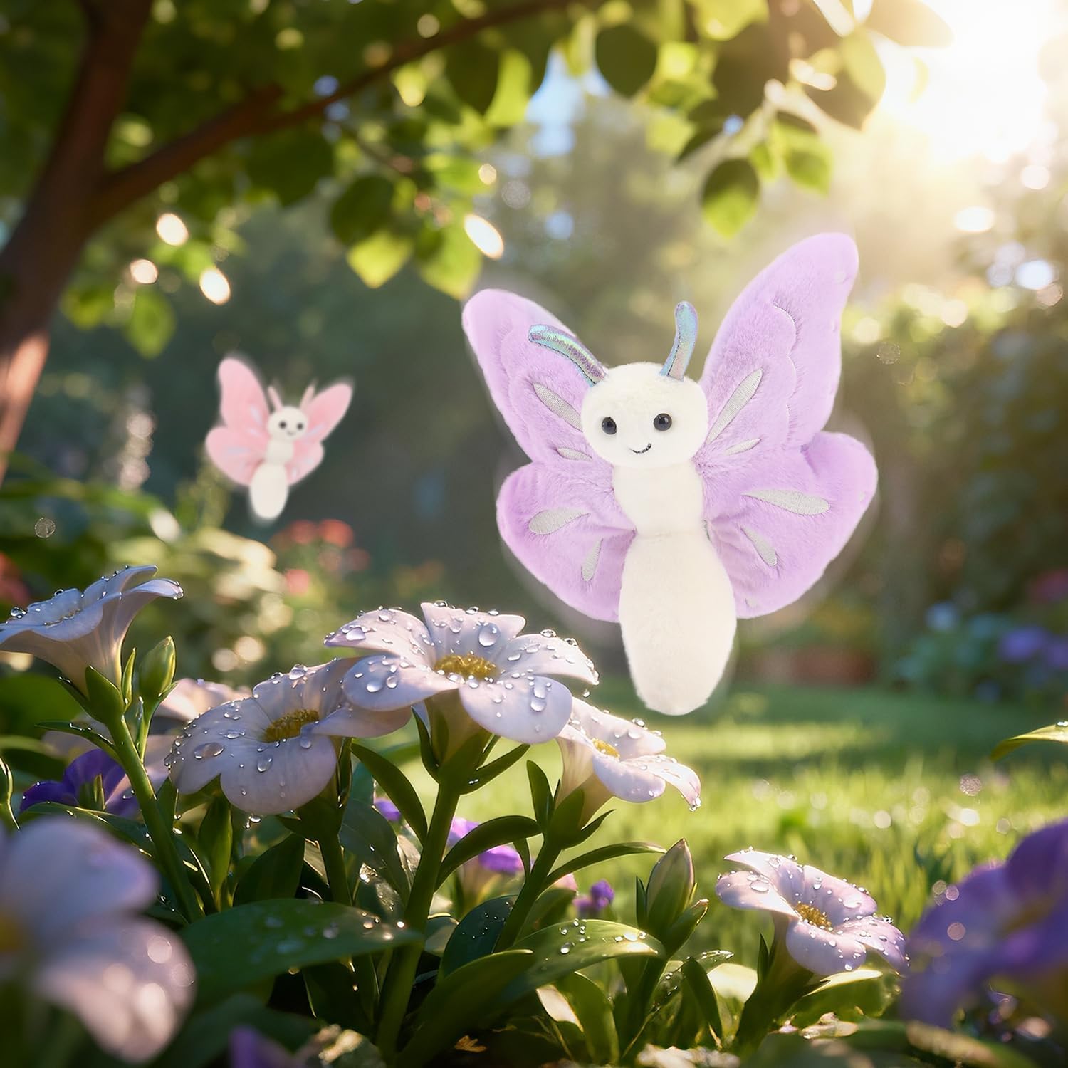Apricot Lamb Purple Butterfly Stuffed Animals for Kids, Soft Cute Plush Toys for Baby Girl and Boy, 7.5 Inches - Image 3