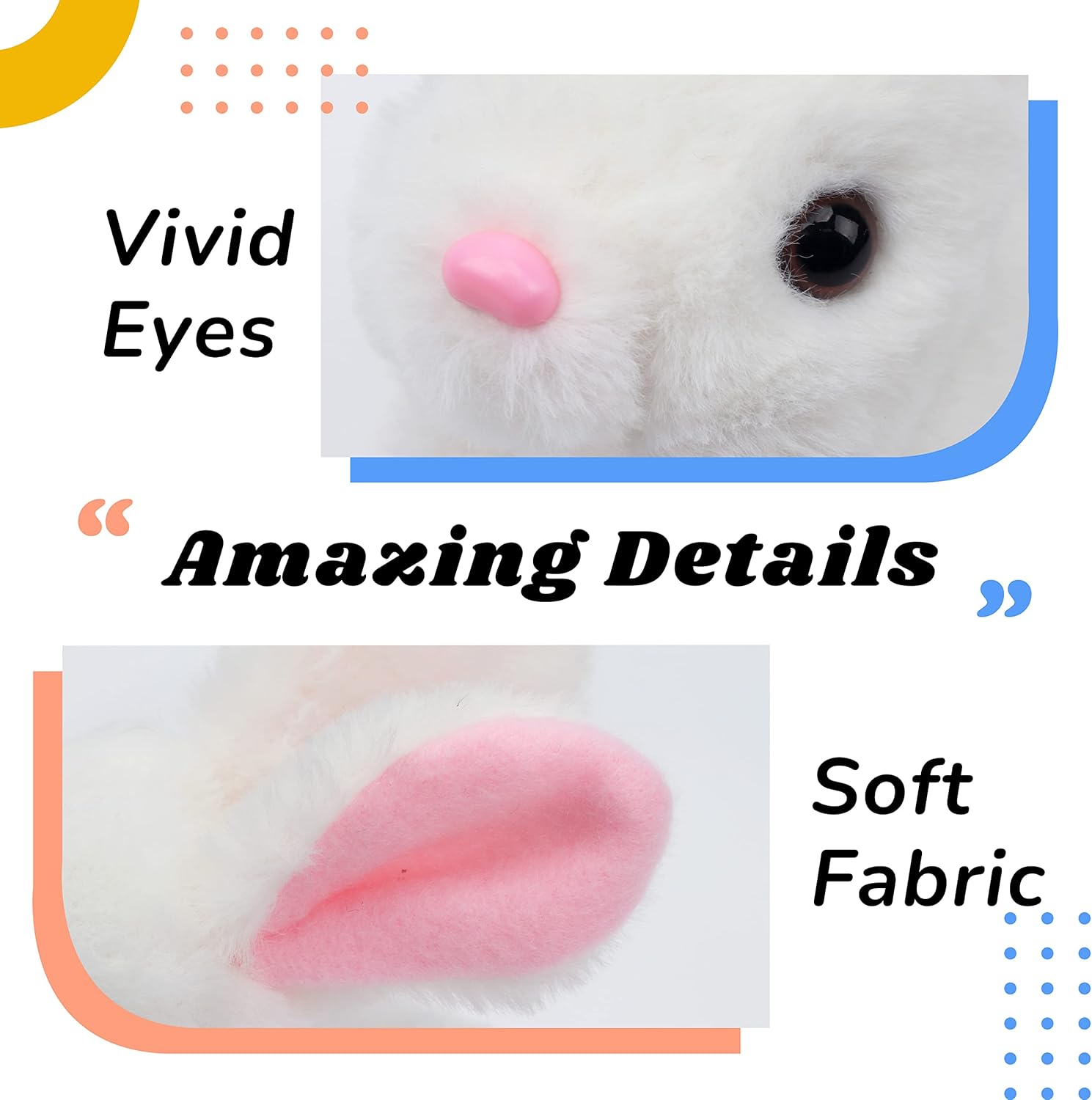 Hopearl Hopping Rabbit Interactive Electronic Pet Plush Bunny Toy with Sounds and Movements Animated Walking Wiggle Ears Twitch Nose Gift for Toddlers Birthday, White, 7'' - Image 5