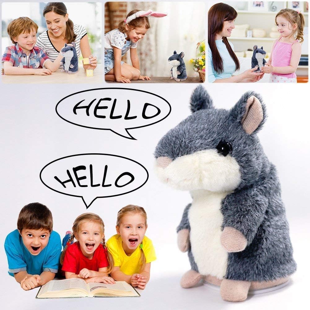 Talking Hamster Repeats What You Say Interactive Stuffed Plush Animal Talking Toy,Perfect Toy Gifts for Boys Girls Age 3+ (Gray) - Image 7