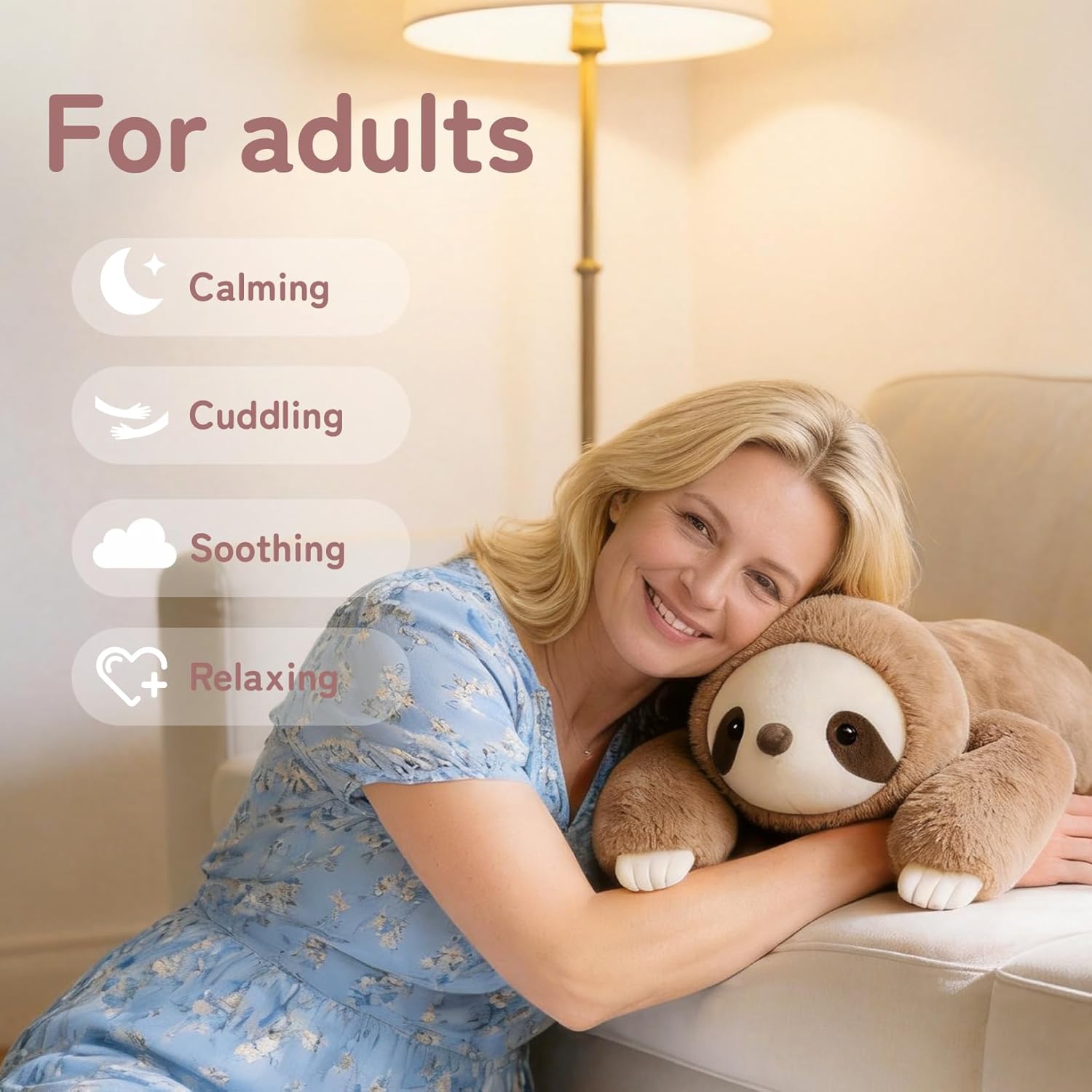 Niuniu Daddy 20" | 3.3 Pound Weighted Sloth Stuffed Animal Plushie for Adults & Kids, Large Weighted Lap Pillow for Comfort, Soft Sensory Stuffy Toy as Gift for Holidays - Image 2