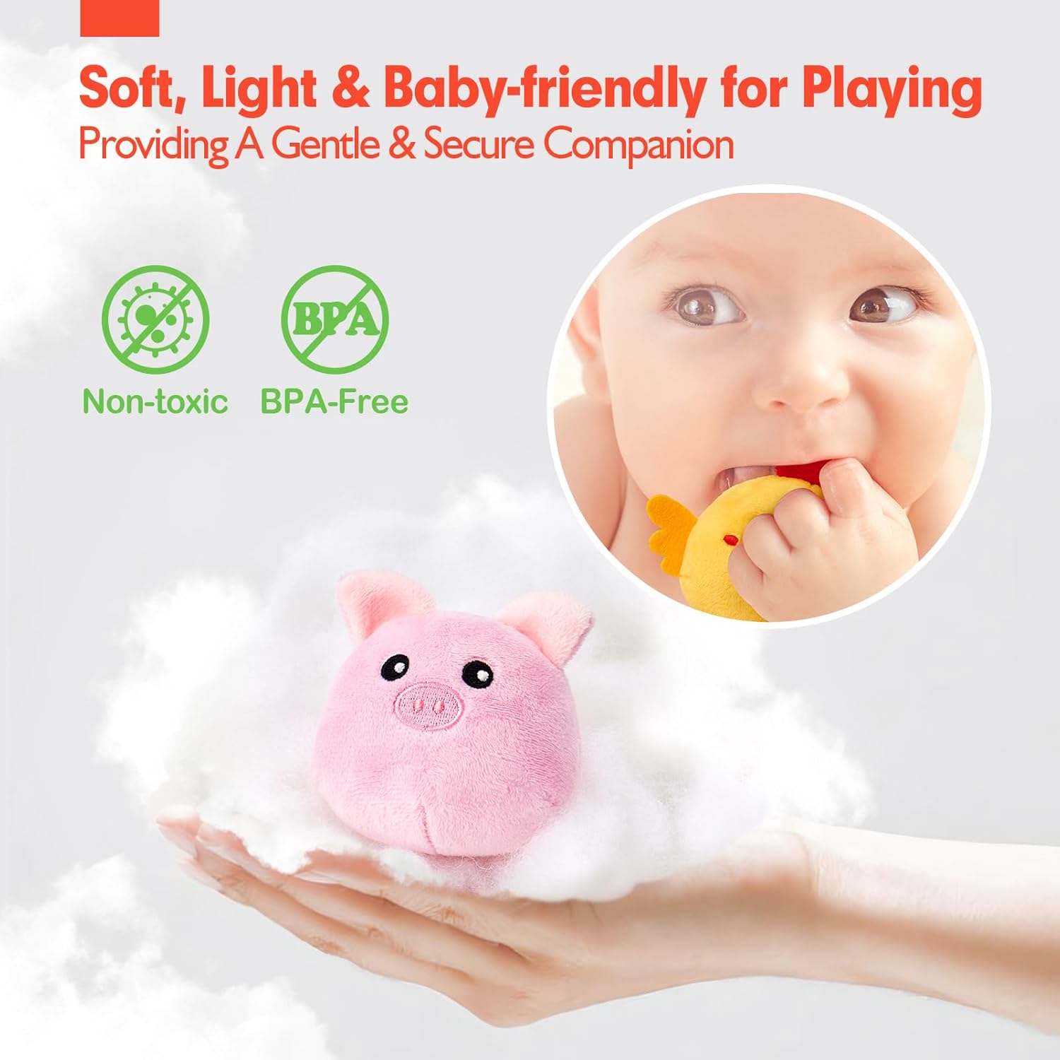 hahaland Baby Toys 6-12 Months - Surprise Barn Stuffed Farm Animals, Rattle, Crinkle, Mirror, Montessori Toys for 6 Month Old Sensory Balls 1-3, Baby Boy Gifts, Farm Plush Toys for Babies Travel Toy - Image 5