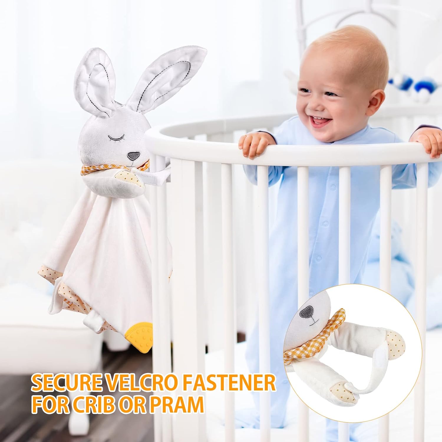 BEREST Rechargeable Baby Sleep Soother Bunny Lovey- White Noise| Heartbeat| Shushing| Lullaby Infant Sleeping Aid with Cry Sensor at Nap Time Routine, Newborn Gifts Plush Toddler Snuggle Blanket Toy - Image 6