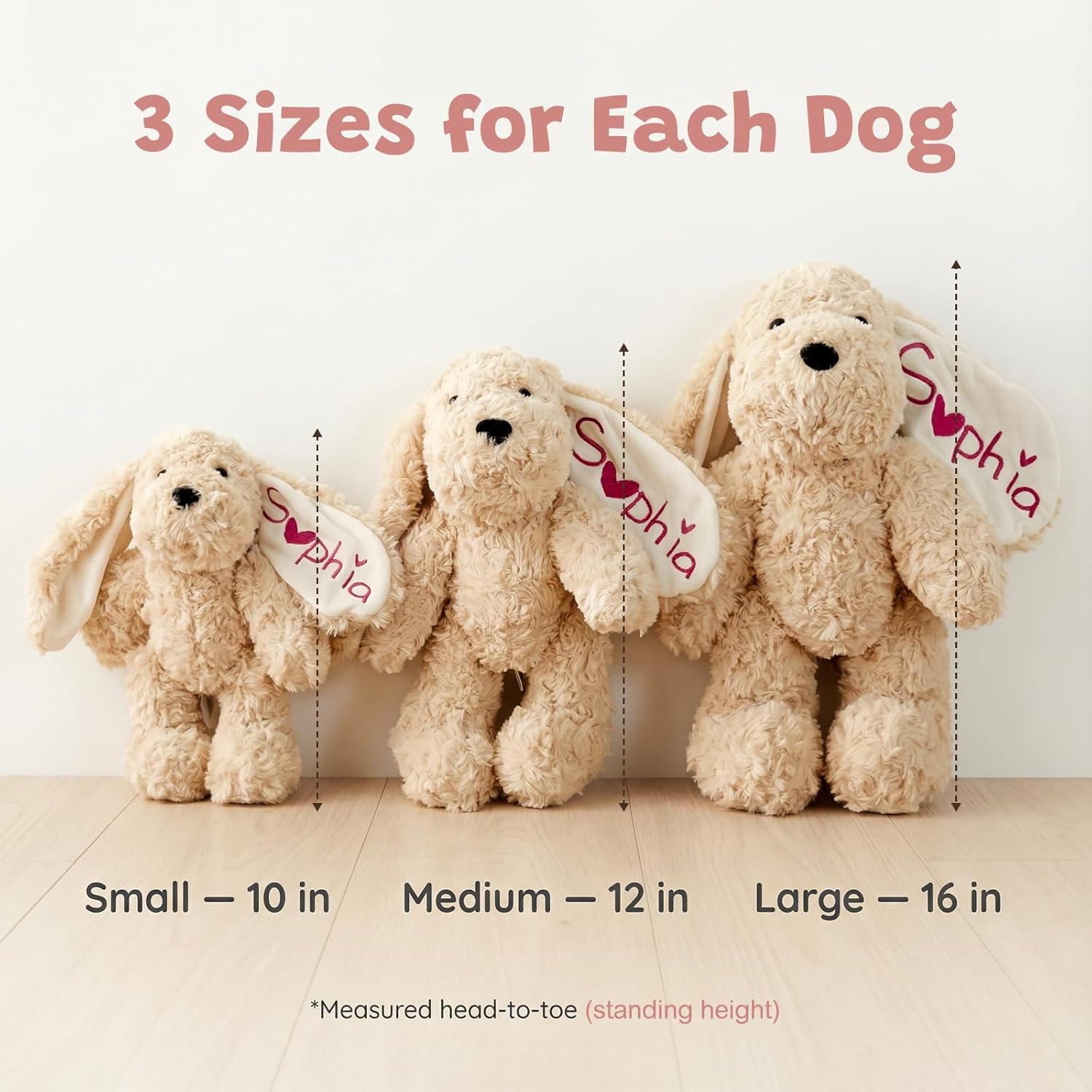Personalized Custom Stuffed Animal Plush, Custom Name Embroidered Floppy Ear Doll, Nursery Decor Baby Shower Keepsake Gift for Kids and All Ages (Brown) - Image 3
