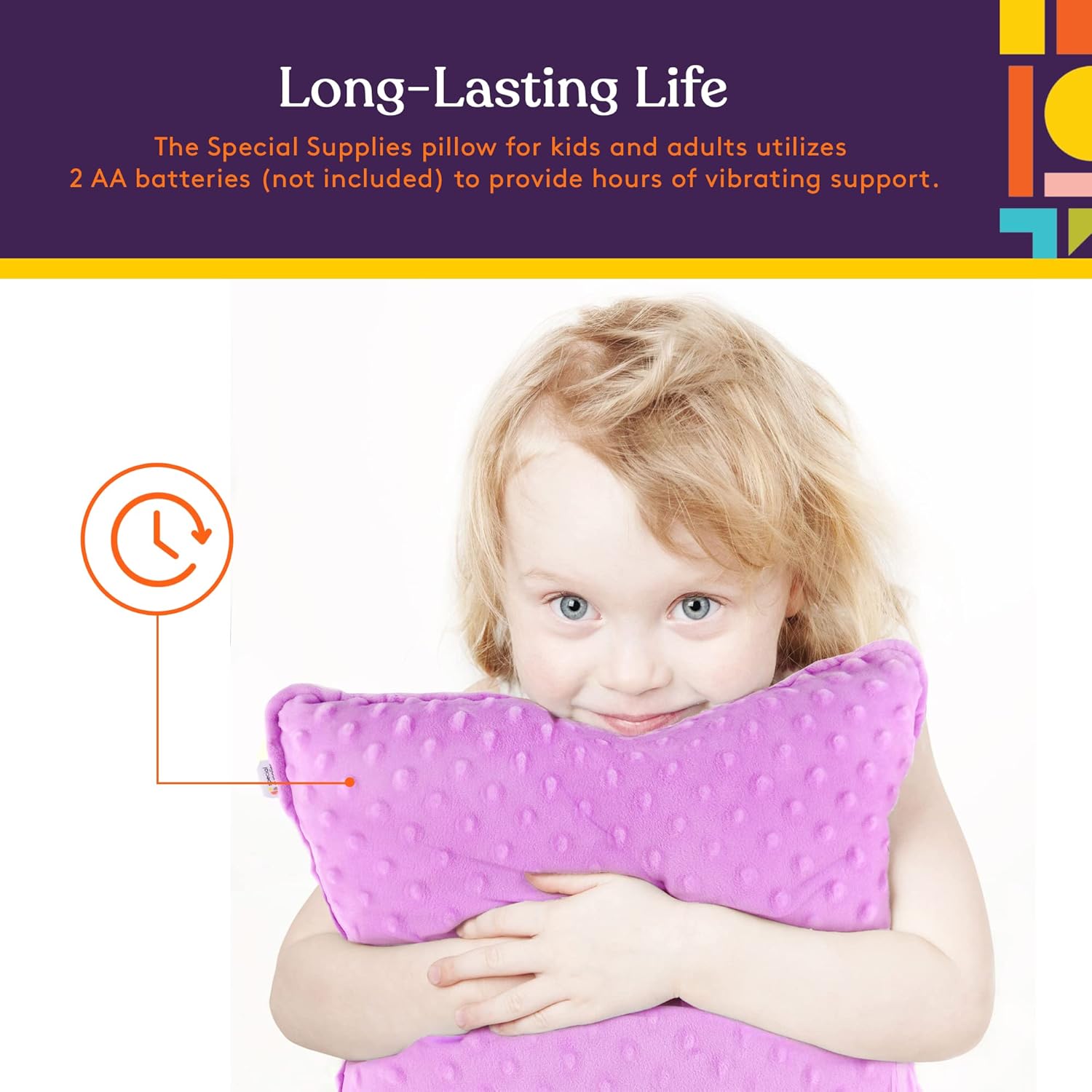 Special Supplies Vibrating Pillow Sensory Pressure Activated for Kids and Adults, 12” Plush Minky Soft Cover, Textured Therapy Stimulation Bumps-Vibrations, Music & Voice Recording (Purple) - Image 5