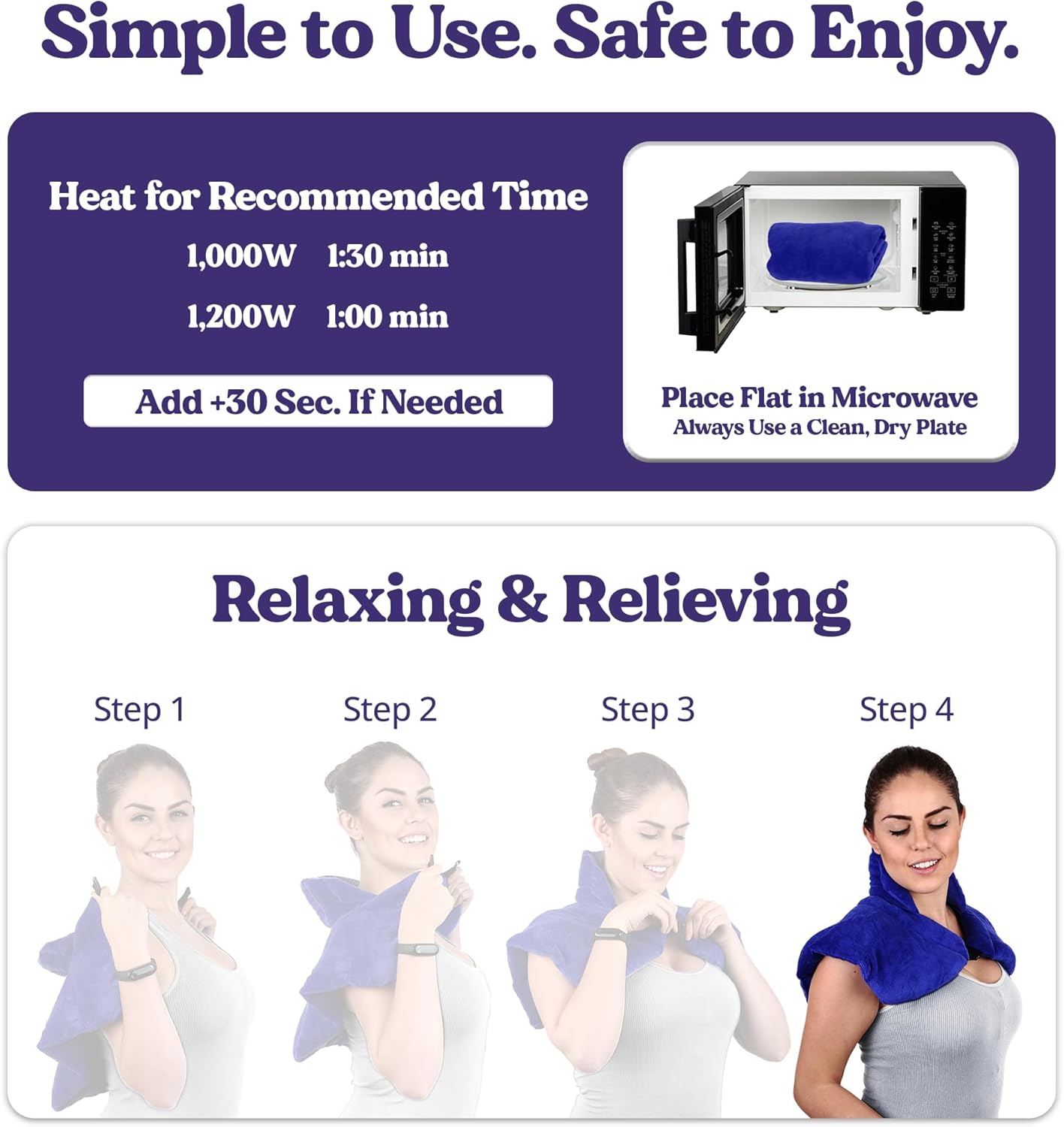 Microwavable Heating Pad for Neck, Shoulders, and Back by Joy & Grace | 5 Lb Weighted Neck & Shoulder Wrap | Moist Heat Therapy Pack for Relaxation and Comfort | Soft Micro-Mink Cover | Scented Blue - Image 6