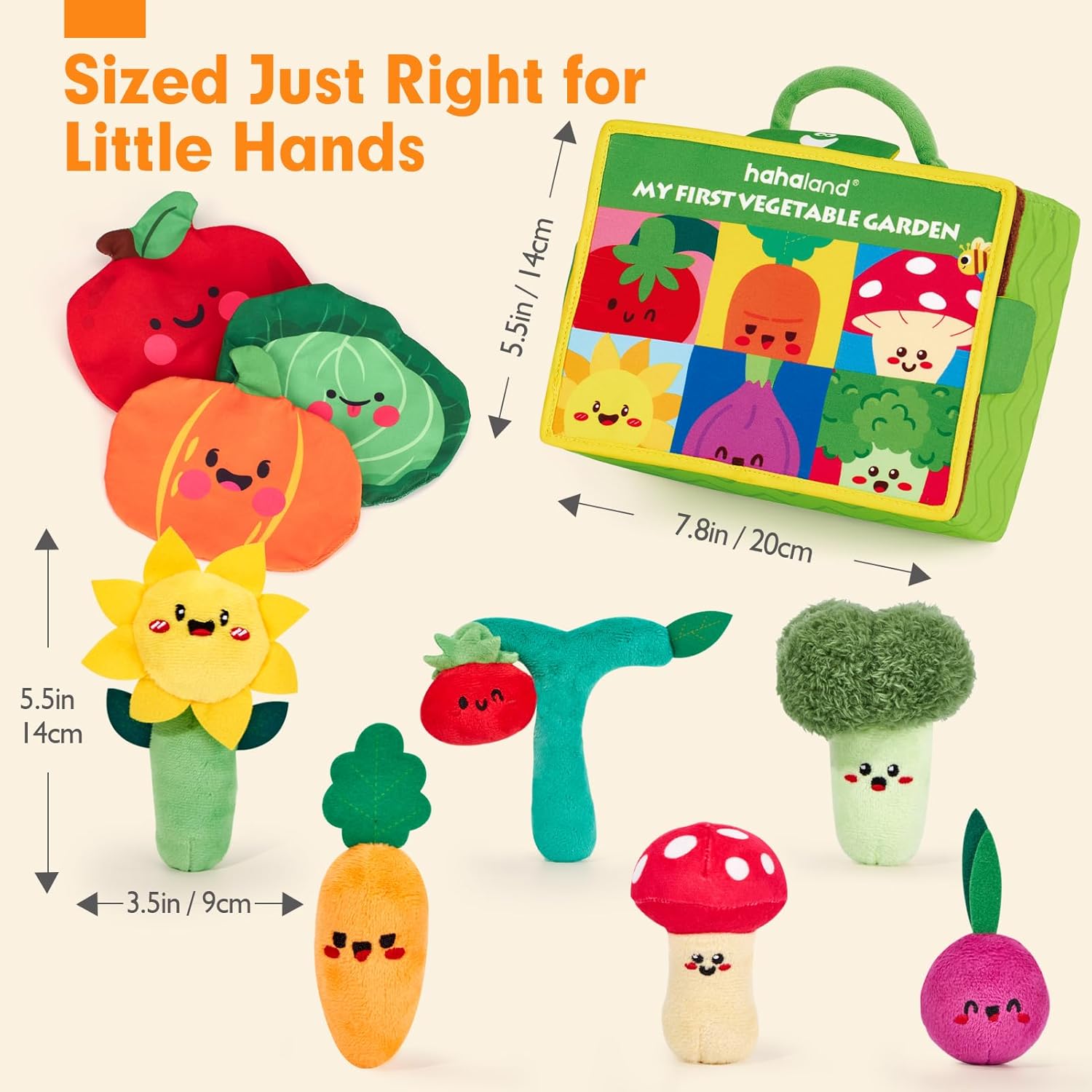 hahaland Baby Toys 6-12 Months - Fruits Vegetables Garden Plant Plush - 6 Month Old Toys Montessori Sensory Toy Carrot Flower with Rattles Mirror Squeaker Textures Crinkle Tissues, Baby Gifts 9 Month - Image 8