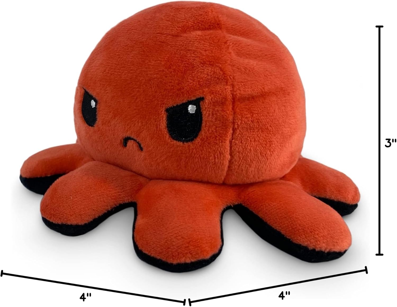TeeTurtle Reversible Octopus Plushie - 4-Inch Angry Red + Rage Black Two-Sided Flip Plush Toy with Embroidered Details - Cute Mini Collectible Plush for Kids, Teens, and Adults - Image 5