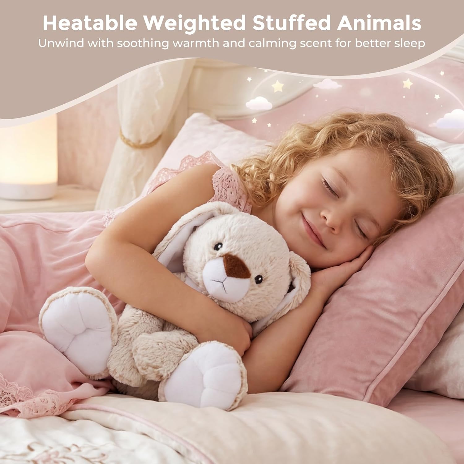 Bunny Microwavable Weighted Stuffed Animals,Heating Pad Animal for Period Cramps&Pain,Lavender Scented Heatable&Coolable Bunny Plushies Toy for Stress Relief,Gifts for Girls Kids Women - Image 6