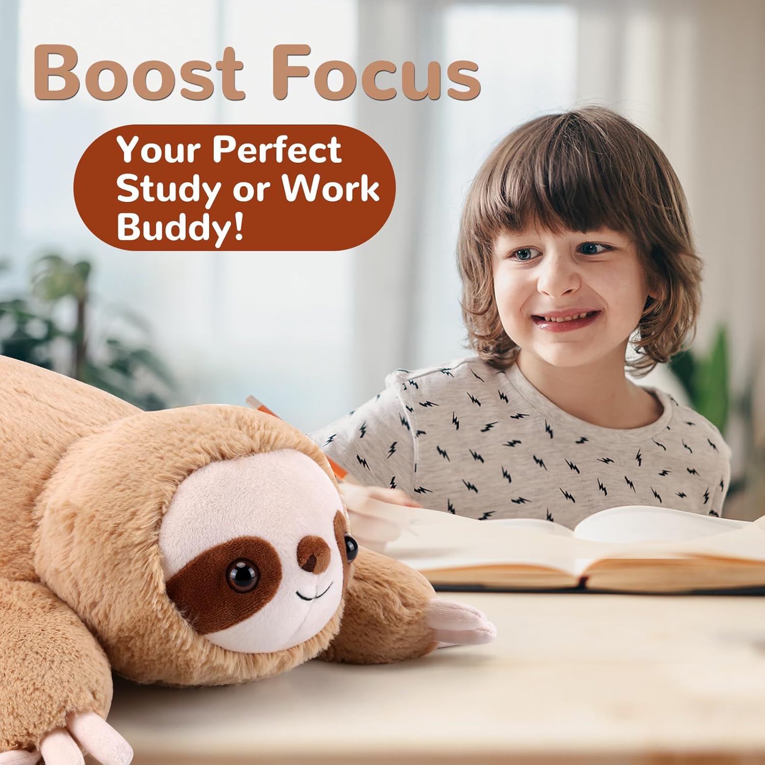 gnomantic Sloth Weighted Stuffed Animals - 22 Inch 4.5 Pounds Weighted Plushies Sloth Stuffed Animals - Big Plush Pillow - Cute Plush Toys Gifts for Kids & Adults (22" 4.5 lbs) - Image 6