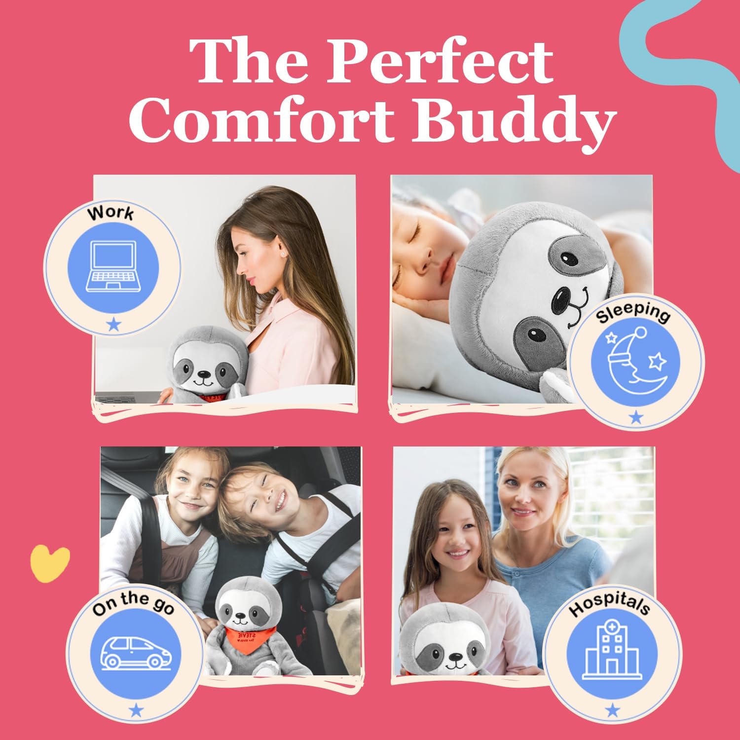 Lilly's Love Weighted Stuffed Animals for Adults & Kids — 5lb Calming Sloth Plush for Anxiety, ADHD & Sensory | Machine Washable Weighted Stuffed Animal w/Removable Insert | Stevie The Sloth - Image 5