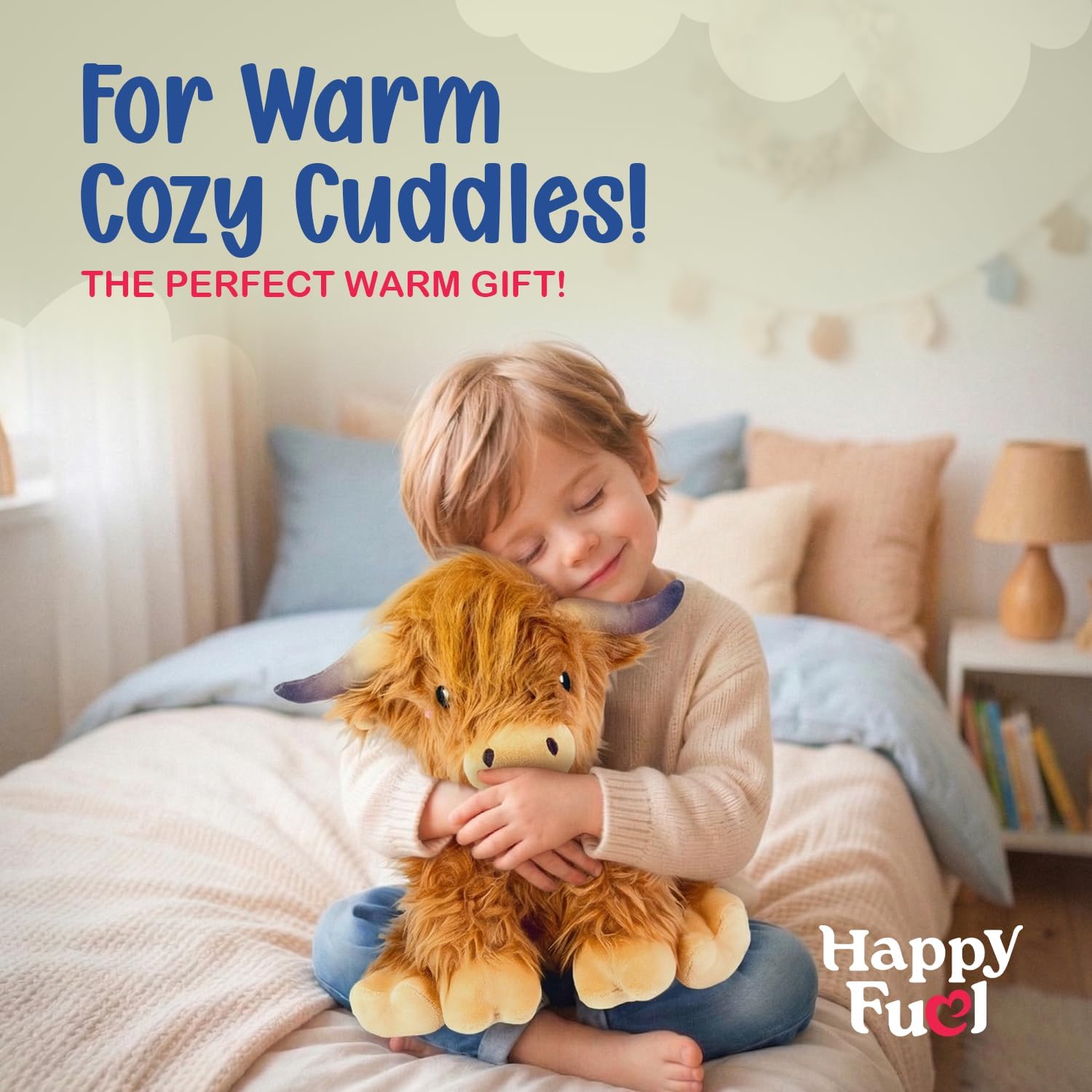 Highland Cow Microwavable Stuffed Animal – 1.5 lb Unscented Heating Pad Plush, Soft Cozy Cute Cow Toy for Relaxation and Comfort, Gift for Women, Girls, Adults & Kids by Happy Fuel - Image 3