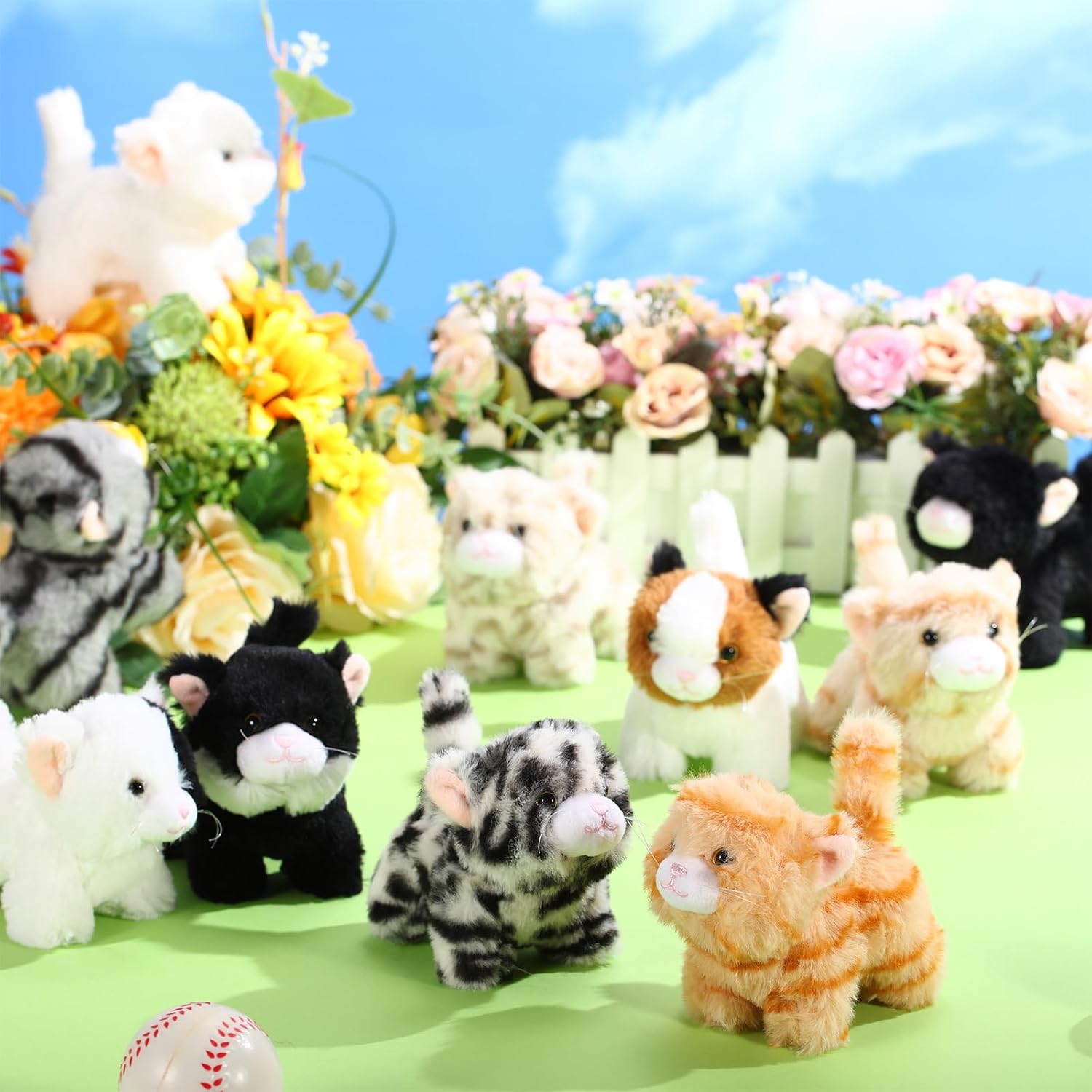 Lenwen 10 Pcs Cat Stuffed Animals Bulk Soft Cuddly Kitten Plush Sets Kittens Assorted Fluffy Stuffed Cats for Kiddos Birthday Gift Pet Party Favors Stuffers(Standing Style) - Image 4