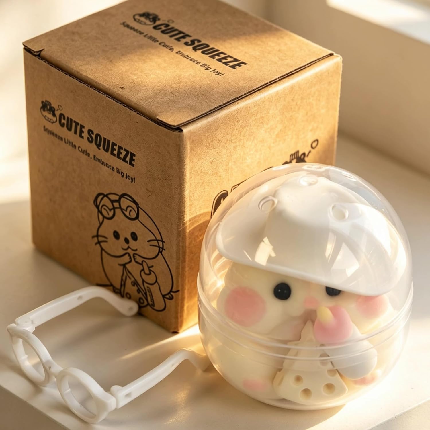 Handmade Taba Squishy Hamster Toy, Cute Squishy Hamster Fidget Toy, Realistic Hamster Toy, Soft Silicone Mochi Furry Toy, Stress Relief Gift for Adults & Kids, Sensory Anxiety Plushie (White) - Image 5