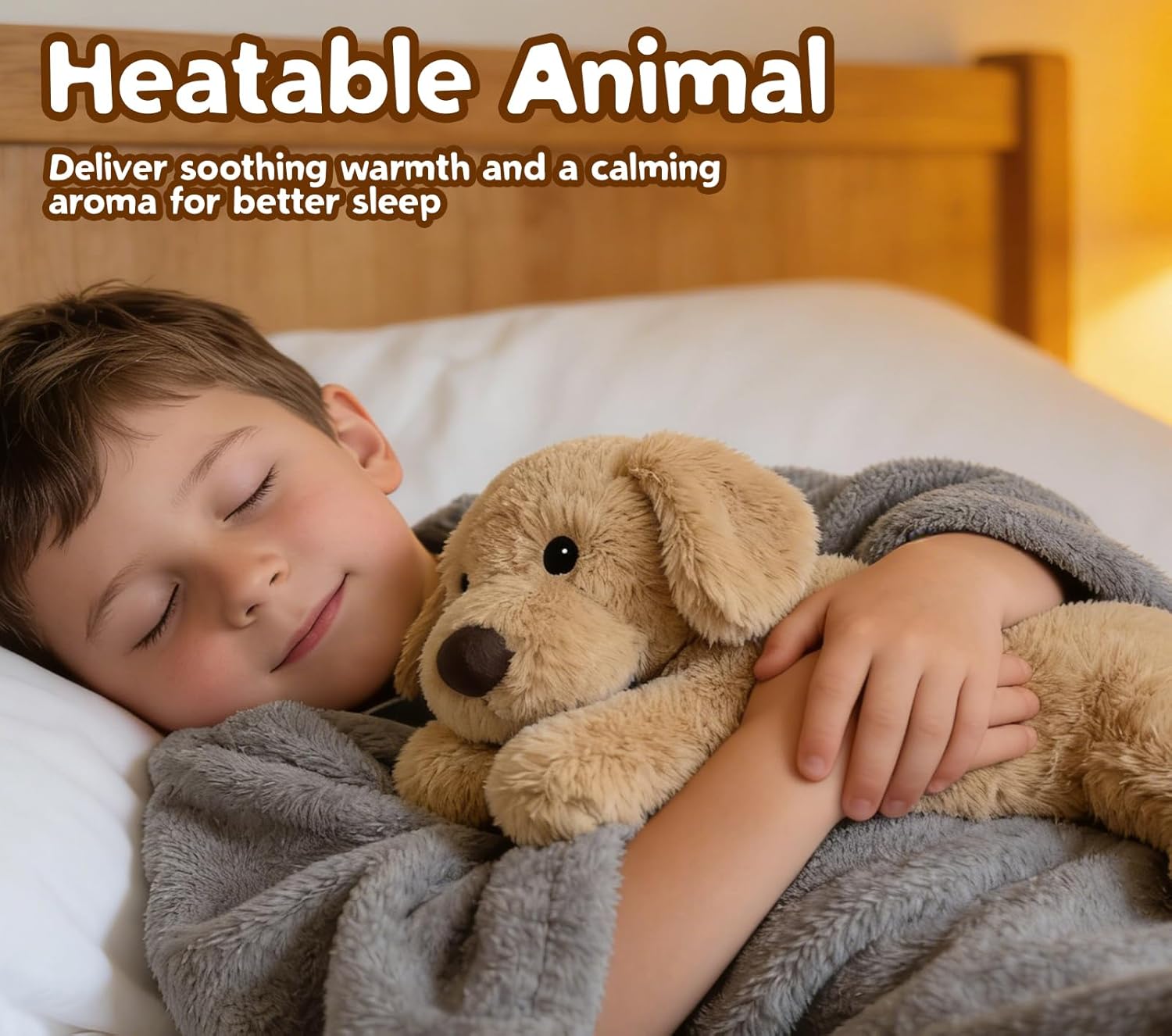 Dog Stuffed Animals, Microwavable Stuffed Animal Adorable Fluffy Puppy Plush for Warmth, Heatable Coolable Lavender Scent Puppy Plush Toy, Cute Soft Dog Plushies for Kids Adults Gift, Golden Retriever - Image 2