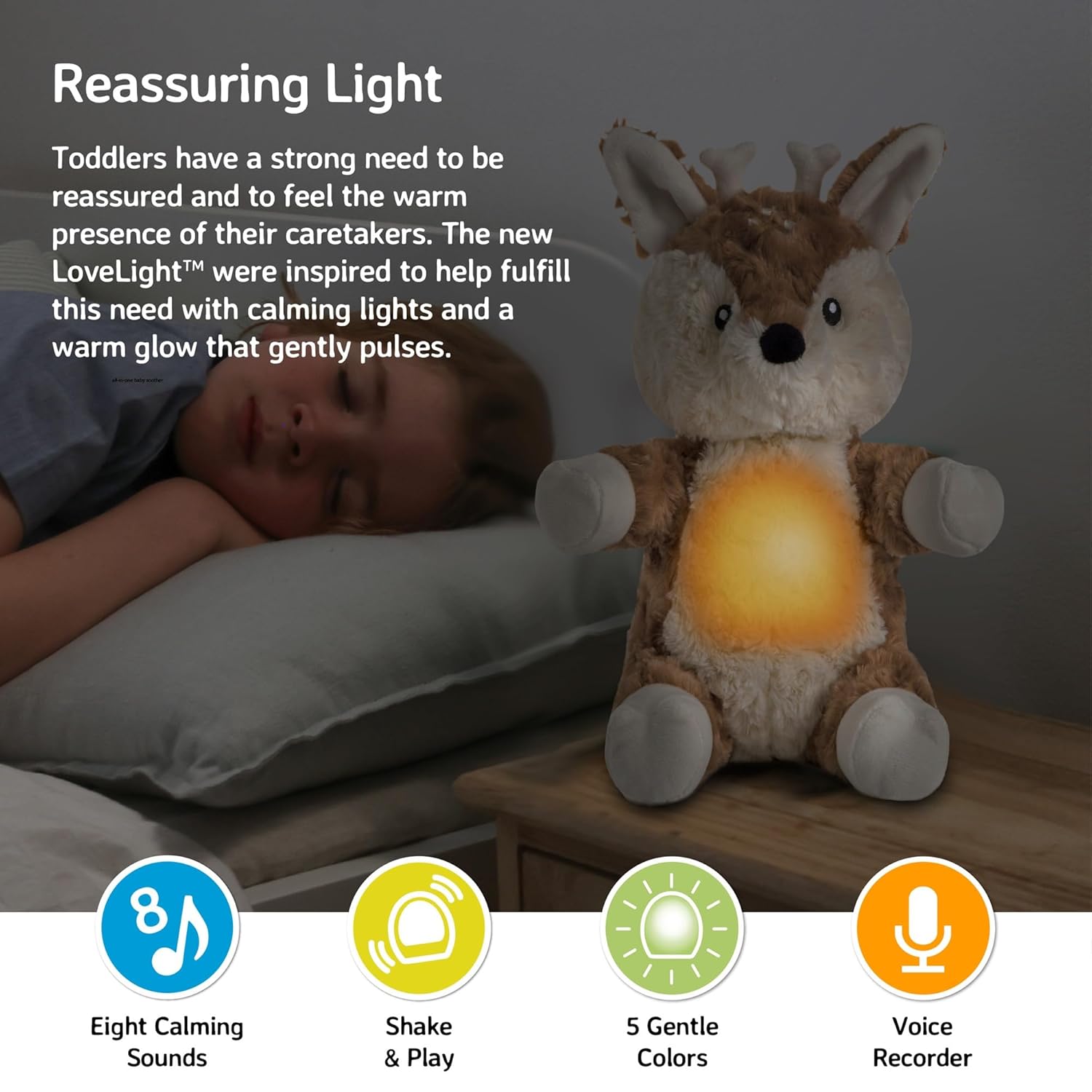 Cloud b Sound Machine with White Noise Soothing Sounds | Cuddly Stuffed Animal & Nomadic Nightlight | Record Parent Voice | Adjustable Settings and Auto-Shutoff | LoveLight Buddies - Finley Fawn - Image 2