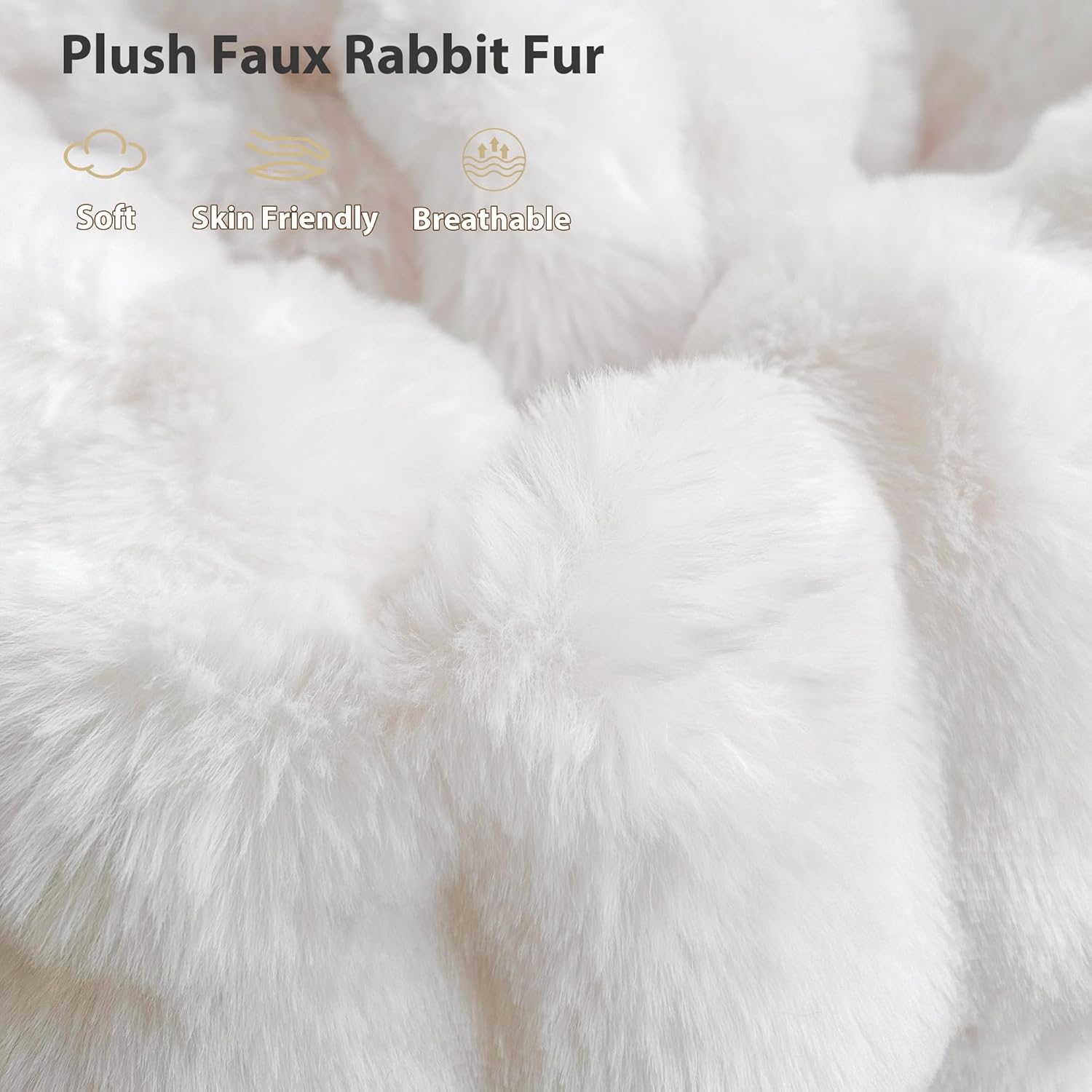 LIFEREVO 2 Pack Fluffy Faux Rabbit Fur Pillow Cases, Luxury Soft Plush Shaggy Bubble Pillowcases Standard Size with Zipper Closure, Furry Fuzzy Long Pillow Shams for Bedroom Living Room 20x26, White - Image 4