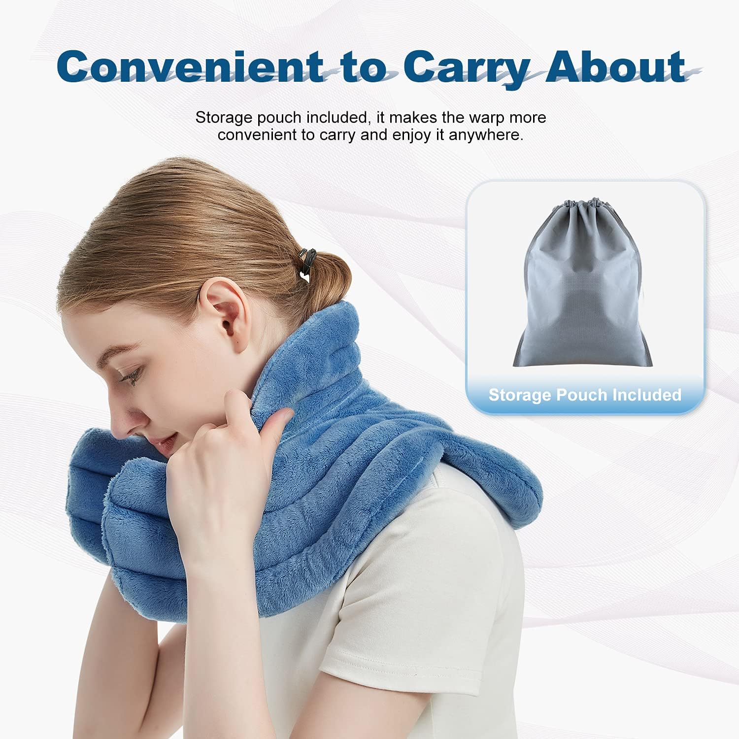 MORLIDEN Neck Heating Pad Microwavable for Shoulders, Warmer Wrap Microwave Heating Pad for Neck and Shoulders for Pain Relief (Light Blue) - Image 6