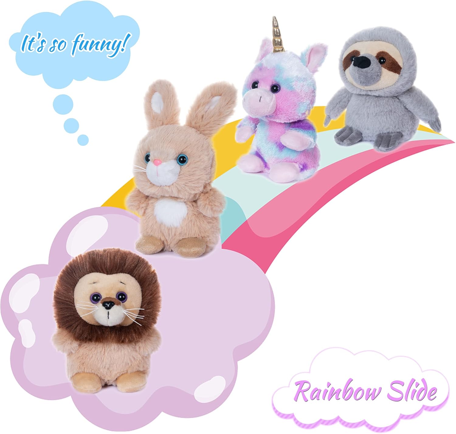 My OLi 4-Pack 5" Fairy Tale Stuffed Animals - Unicorn, Lion, Rabbit & Sloth Plush Toy Set for Babies, Toddlers, Kids Girls & Boys - Image 3