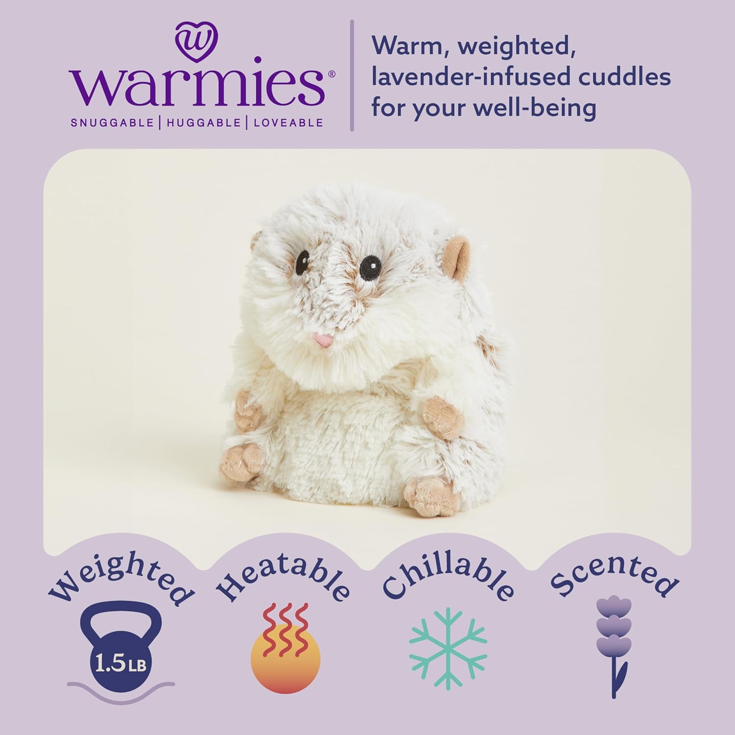 warmies Microwavable & Weighted Stuffed Animals, Hamster - Heated Stuffed Animal Plushie for Warmth & Comfort - Cute Soft Plush Toys for Adults & Children (Boys, Girls, Babies & Toddlers) - Image 2