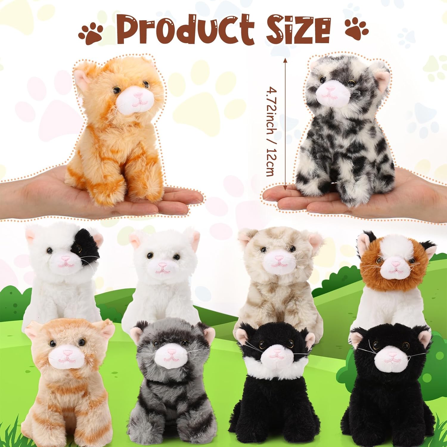 Lenwen 10 Pcs Cat Stuffed Animals Bulk Soft Cuddly Kitten Plush Sets Kittens Assorted Fluffy Stuffed Cats for Kiddos Birthday Gift Pet Party Favors Stuffers(Sitting Style) - Image 2