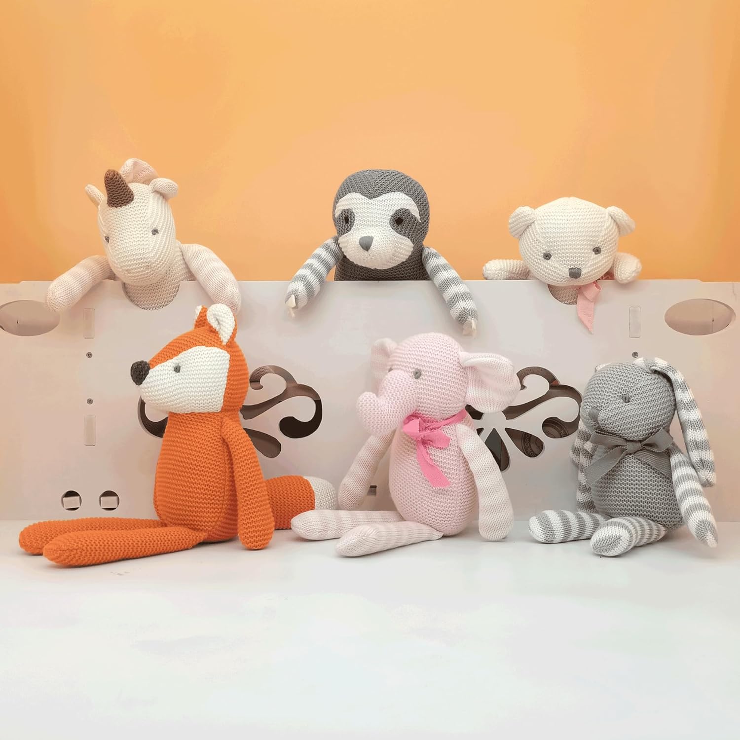 FLUFFYFUN 100% Organic Cotton Grey Sloth Plush, 7.1" Baby Stuffed Animal for Newborn - Image 4