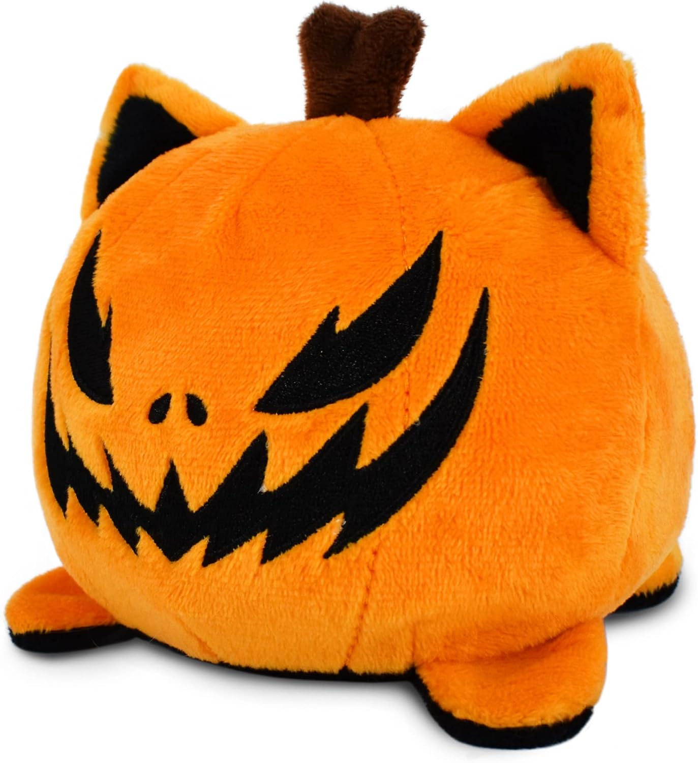TeeTurtle Reversible Cat Plushie 4-Inch Black + Pumpkin Two-Sided Flip Plush Toy with Embroidered Details - Cute Mini Collectible Plush for Kids, Teens, and Adults - Image 2
